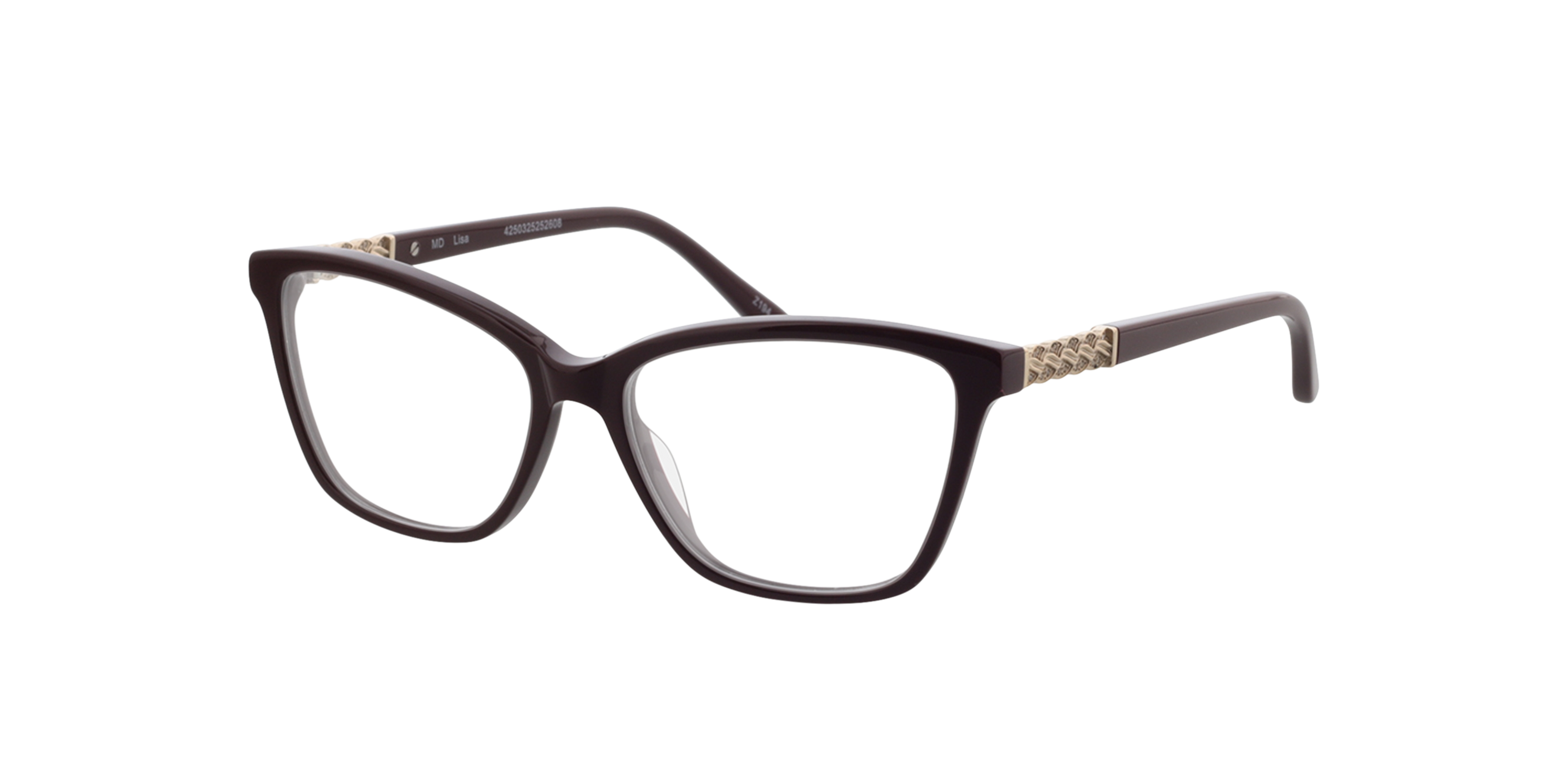 Lisa Burgunder & Gold AcetatEyeglass Frames von B24, Dreiviertelansicht