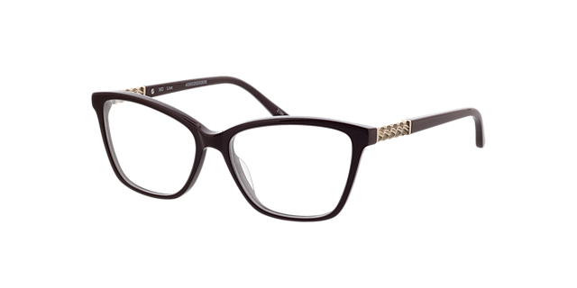 Lisa Burgunder & Gold AcetatEyeglass Frames von B24, Dreiviertelansicht