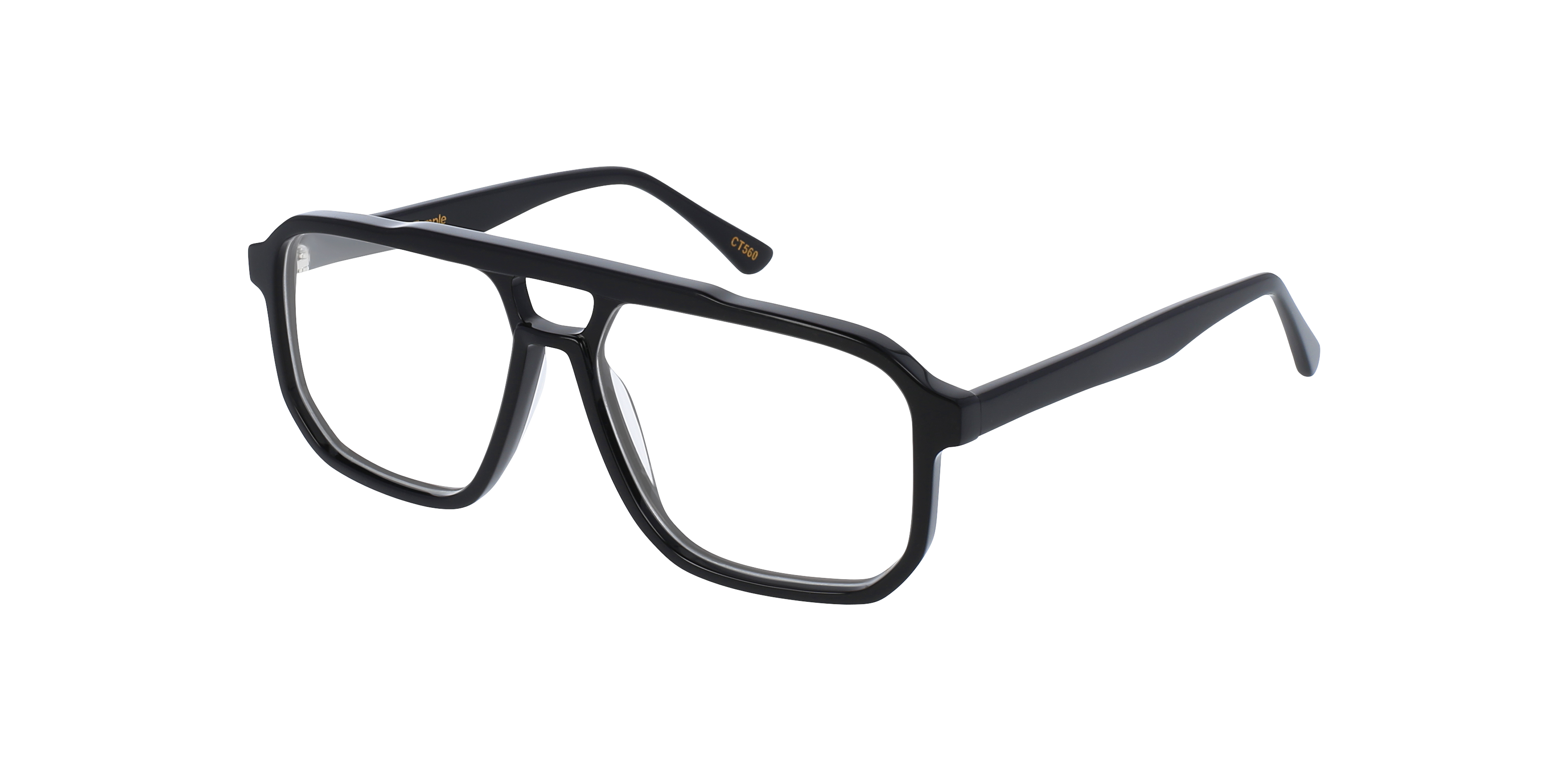 Craig Jet Black AcetaatEyeglass Frames van B24, Hoekweergave