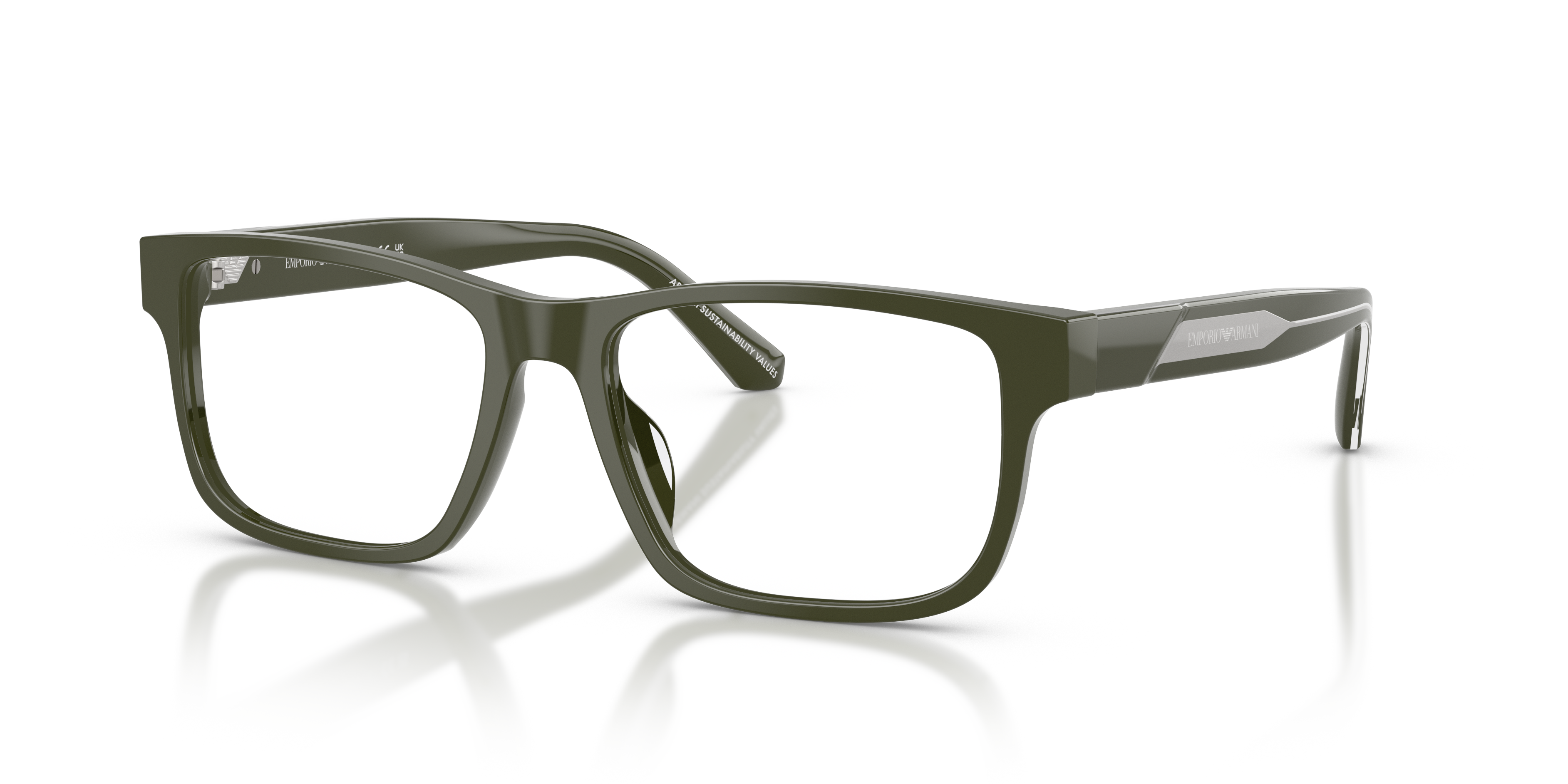 EA3265U Shiny Green AcetaatEyeglass Frames van B24, Hoekweergave