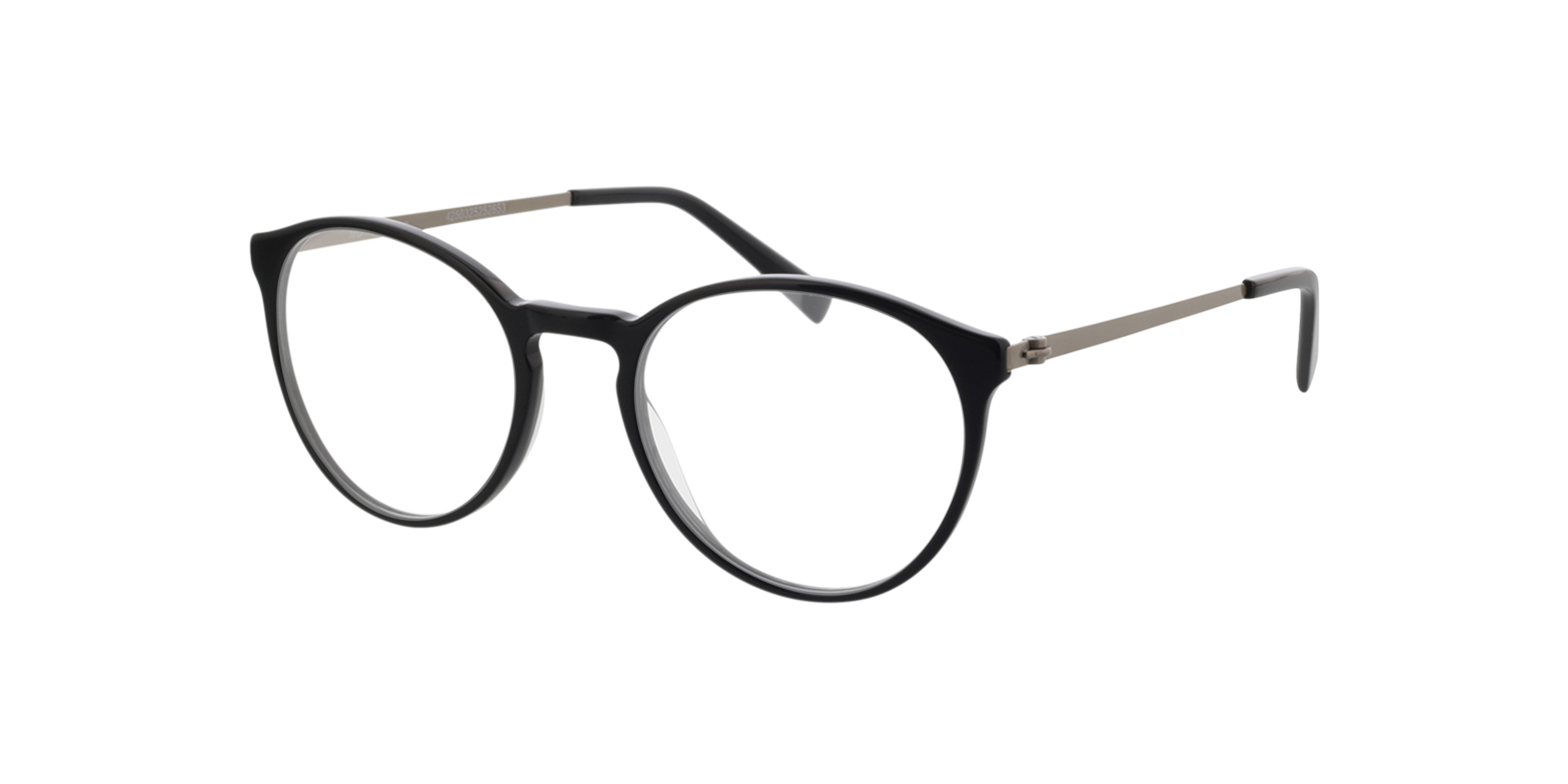 Francine Black  &  Satin Silver AcetatEyeglass Frames von B24, Dreiviertelansicht
