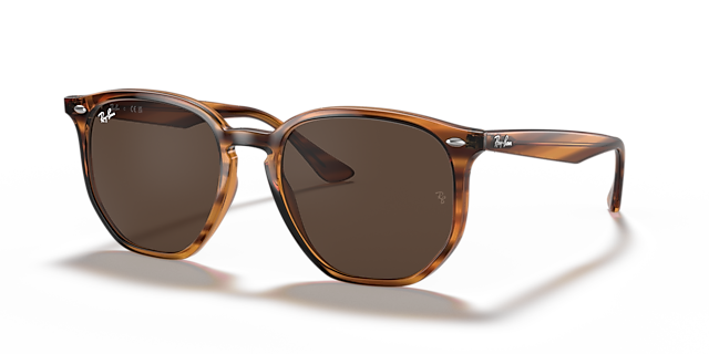 RB4306 Rood Havana gestreept KunststofSunglass Frames van B24, Hoekweergave