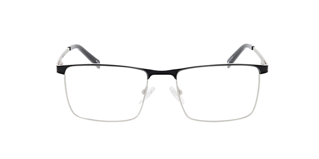 Stoke Matzwart  &  satijn zilver MetaalEyeglass Frames van B24, Vooraanzicht