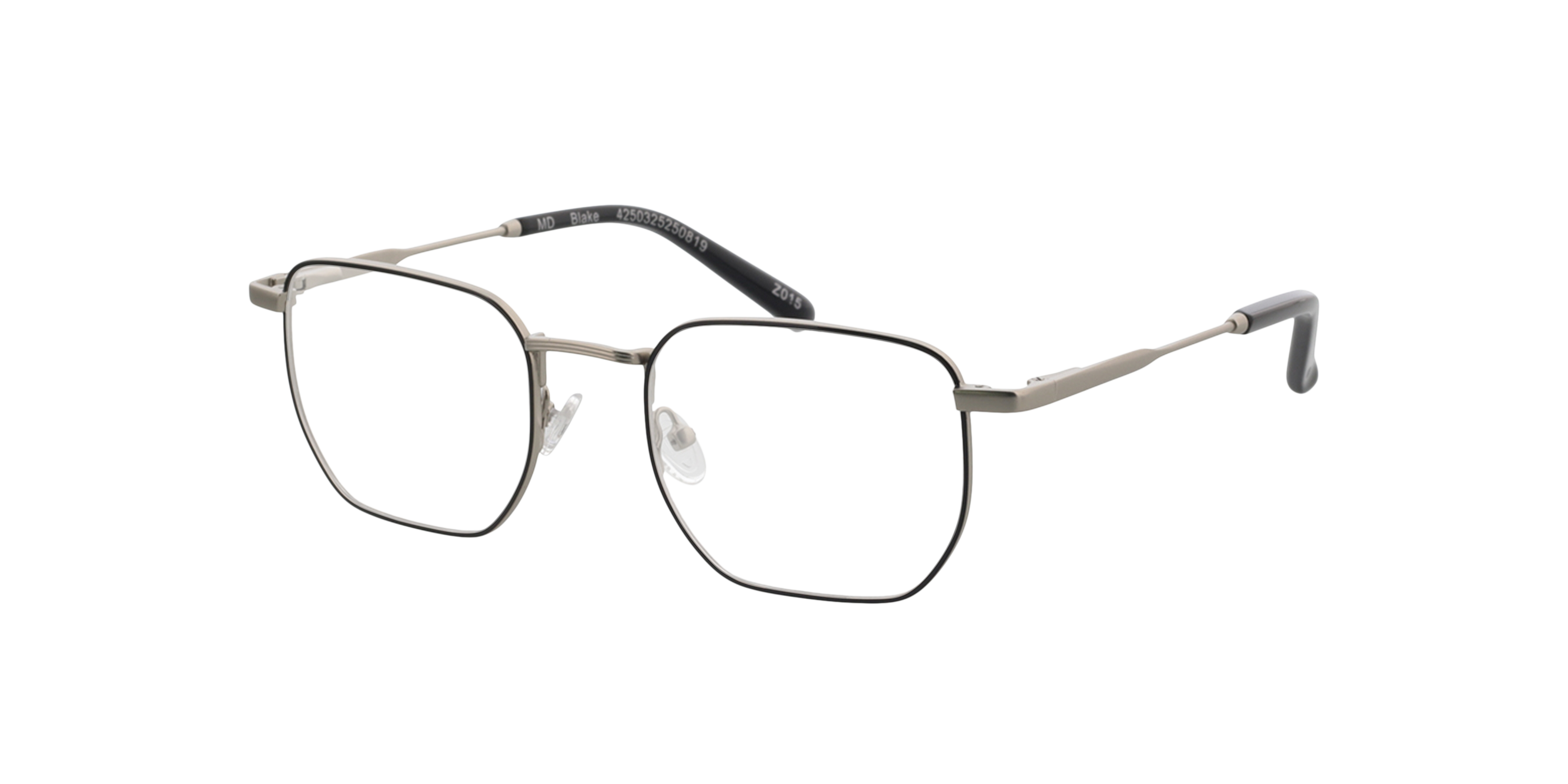 Blake Satijn zilver  &  zwart MetaalEyeglass Frames van B24, Hoekweergave