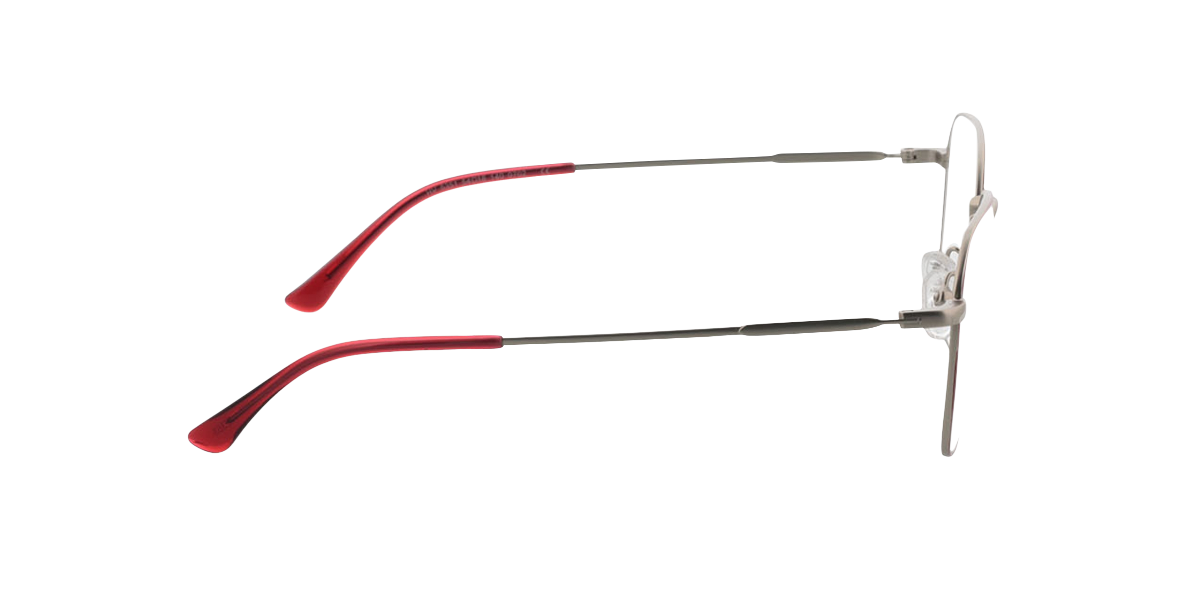 Tanger Matzilver  &  rood MetaalEyeglass Frames van B24, Zijaanzicht