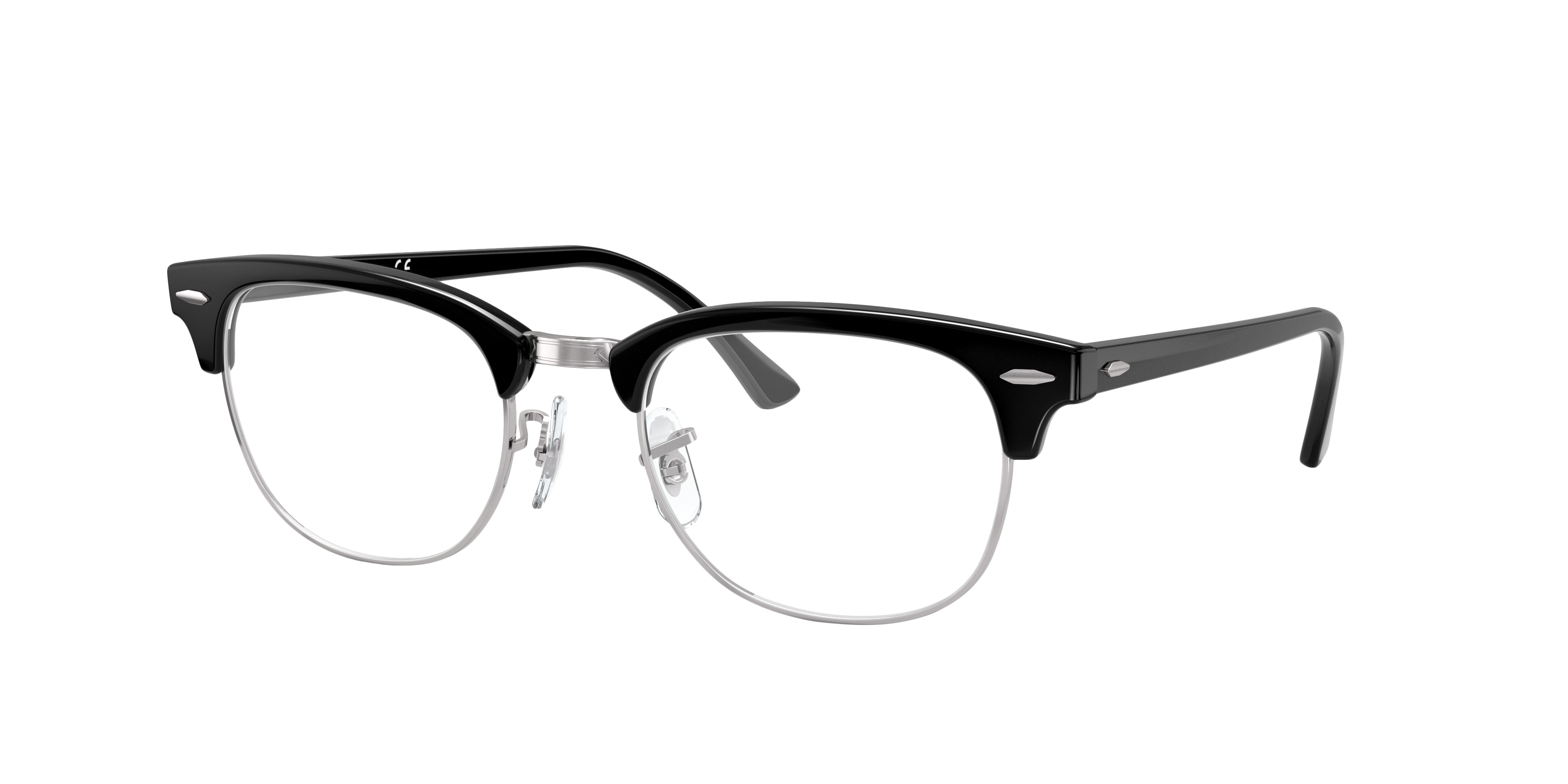 RB5154 Schwarz auf Silber AcetatEyeglass Frames von B24, Dreiviertelansicht