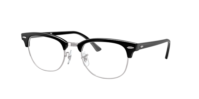 RB5154 Schwarz auf Silber AcetatEyeglass Frames von B24, Dreiviertelansicht
