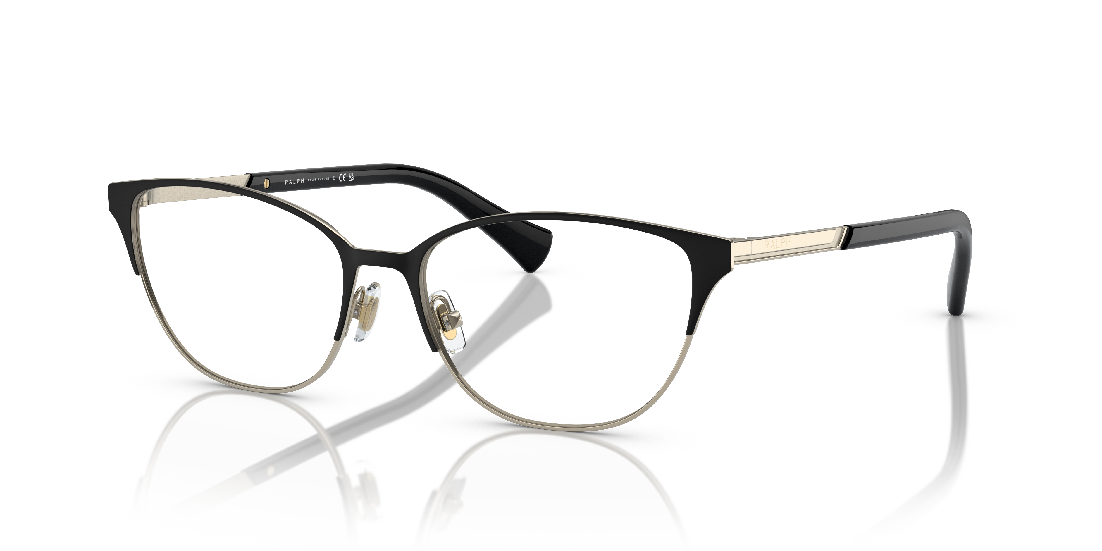 RA6055 Semi Shiny Black MetallEyeglass Frames von B24, Dreiviertelansicht