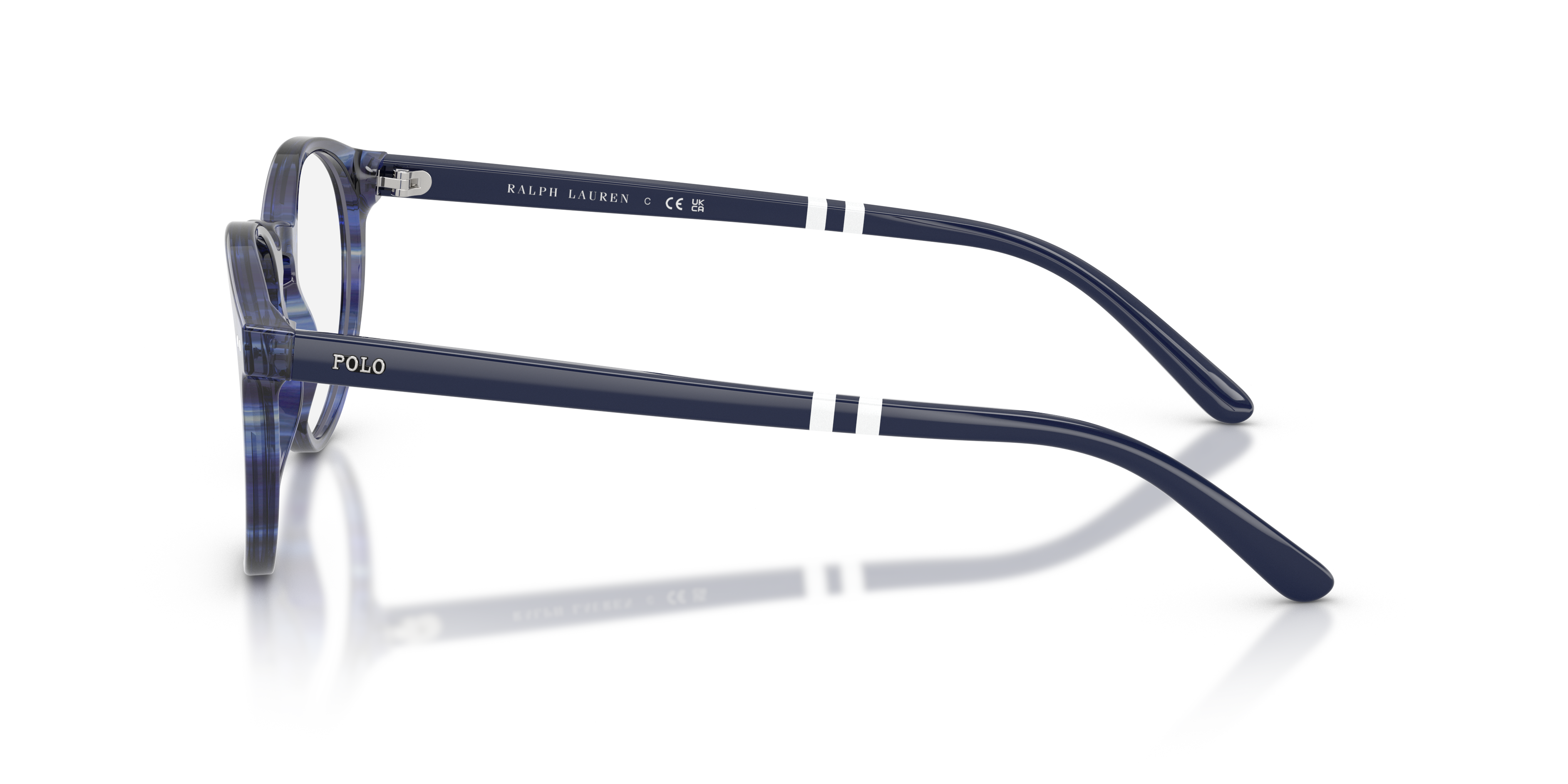 PH2297 Shiny Striped Blue AcetaatEyeglass Frames van B24, Zijaanzicht