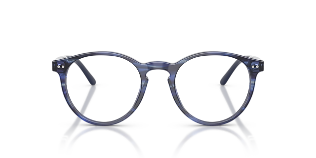 PH2297 Shiny Striped Blue AcetatEyeglass Frames von B24, Vorderansicht