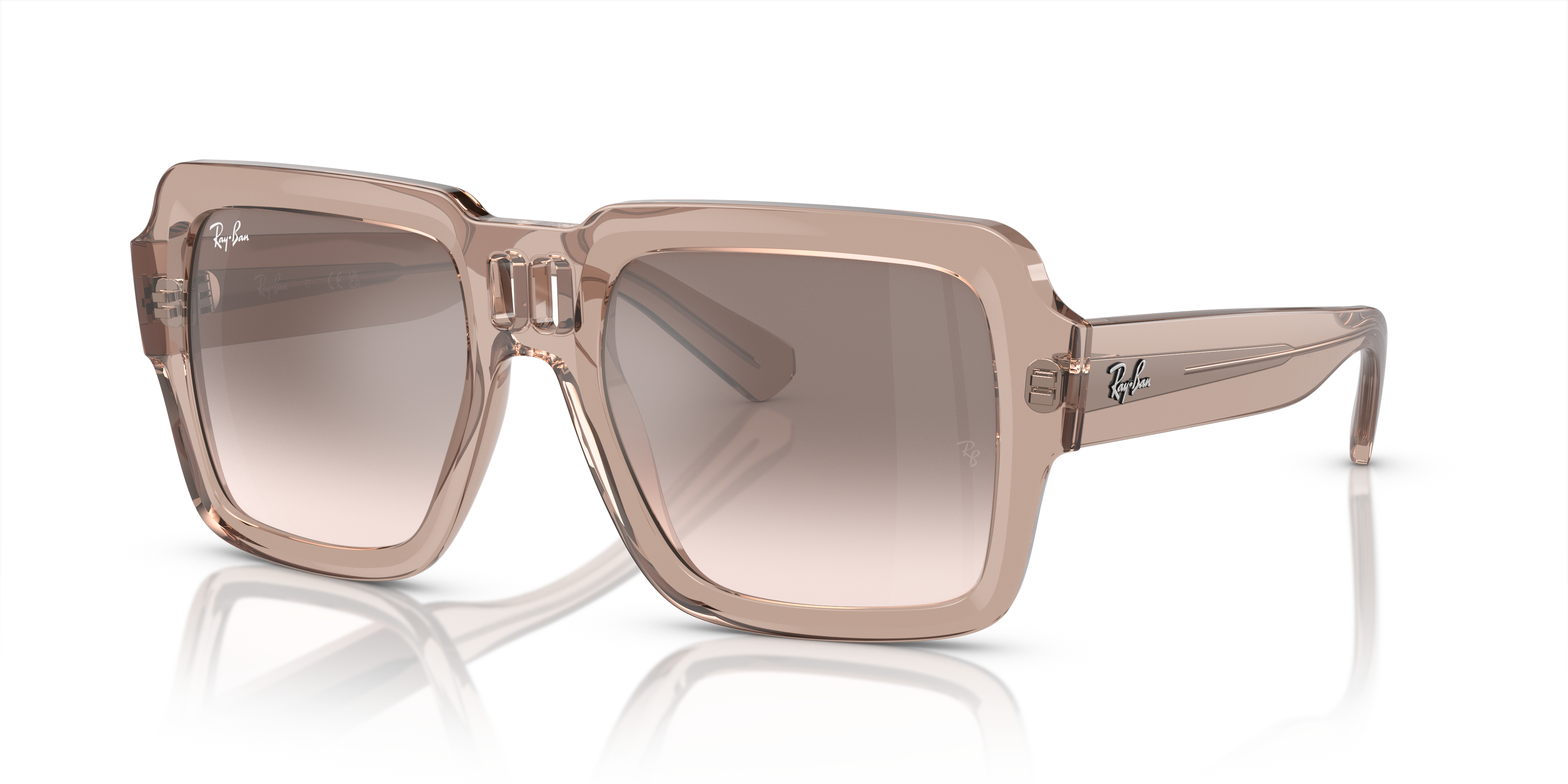 RB4408 Transparant lichtbruin KunststofSunglass Frames van B24, Hoekweergave