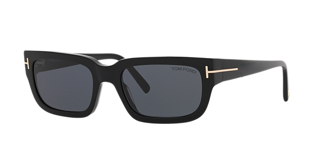 Ezra Glänzendes Schwarz AcetatSunglass Frames von B24, Dreiviertelansicht
