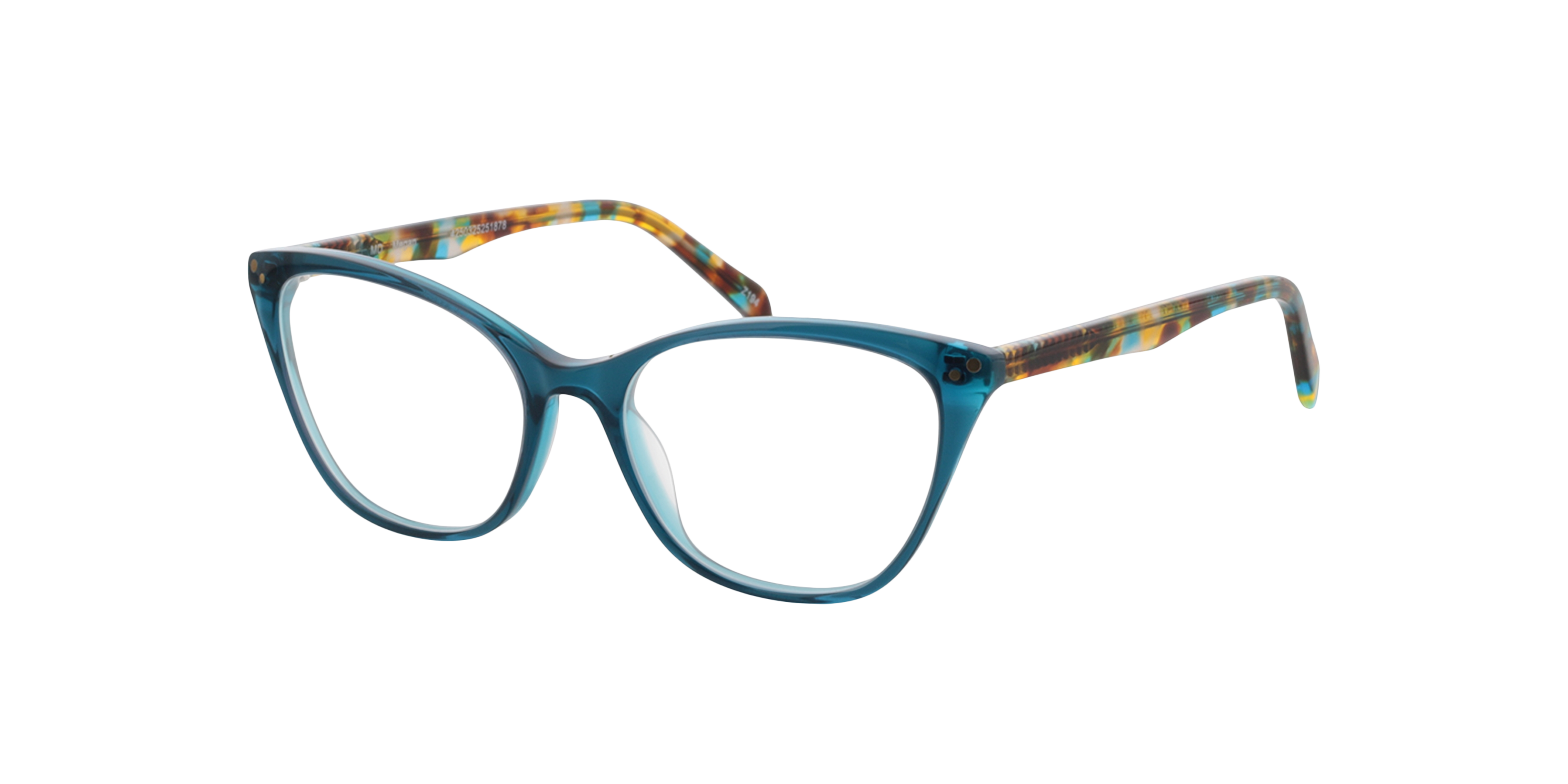 Megan Bilayer Blue  &  Yellow Havana AcetatEyeglass Frames von B24, Dreiviertelansicht