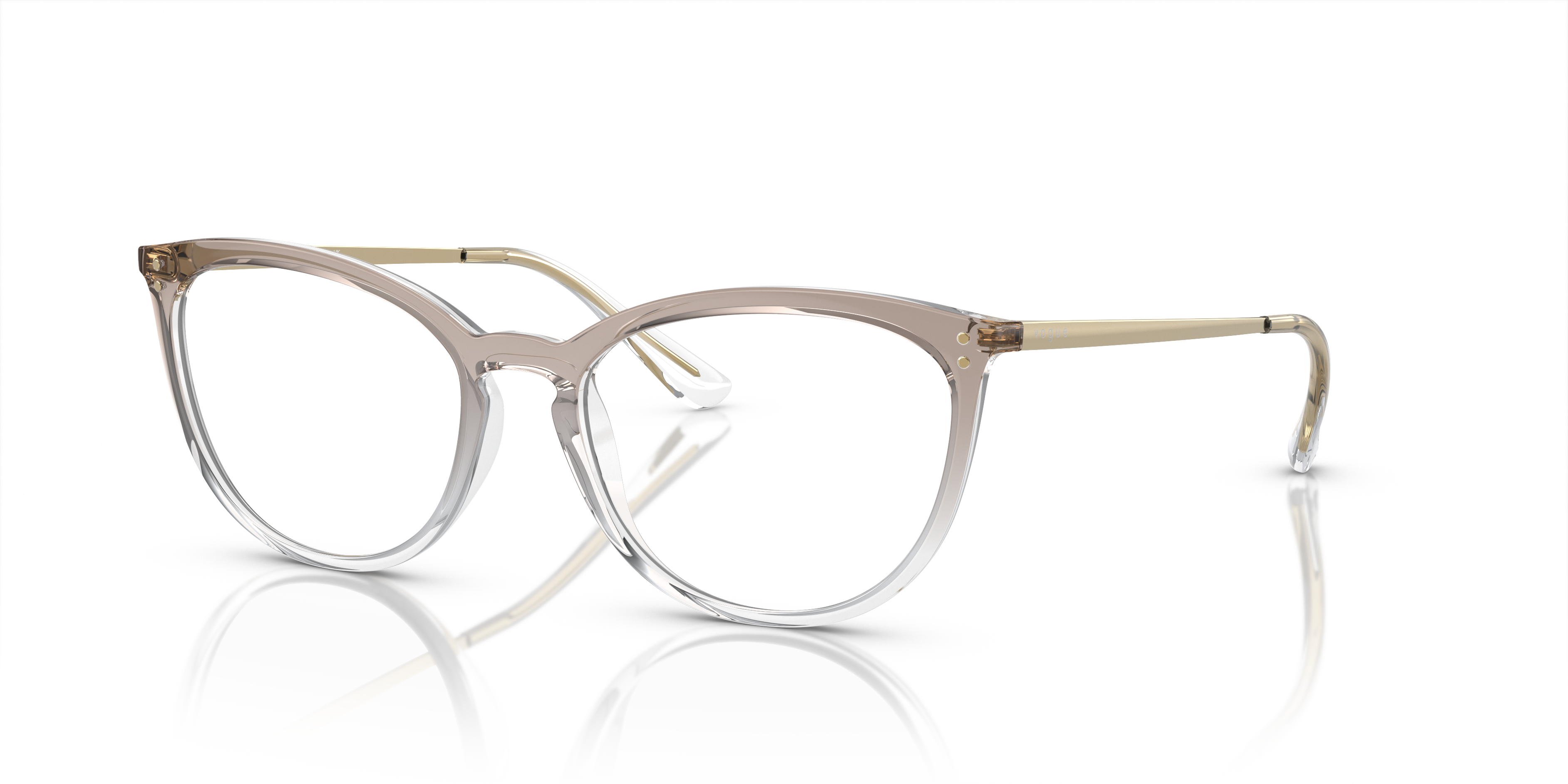 VO5276 Oben Verlauf Braun & Crystal KunststoffEyeglass Frames von B24, Dreiviertelansicht