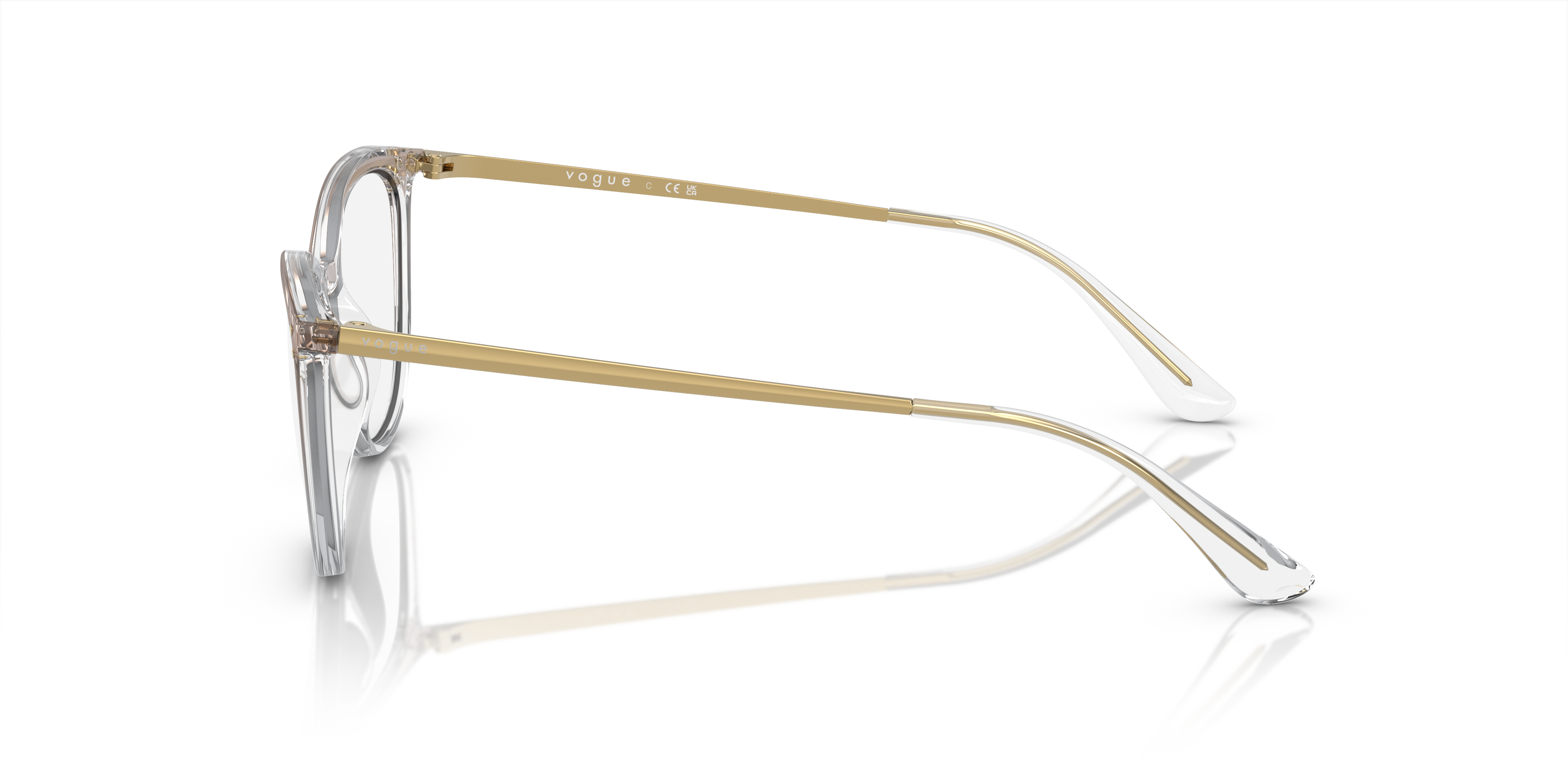 VO5276 Oben Verlauf Braun & Crystal KunststoffEyeglass Frames von B24, Seitenansicht