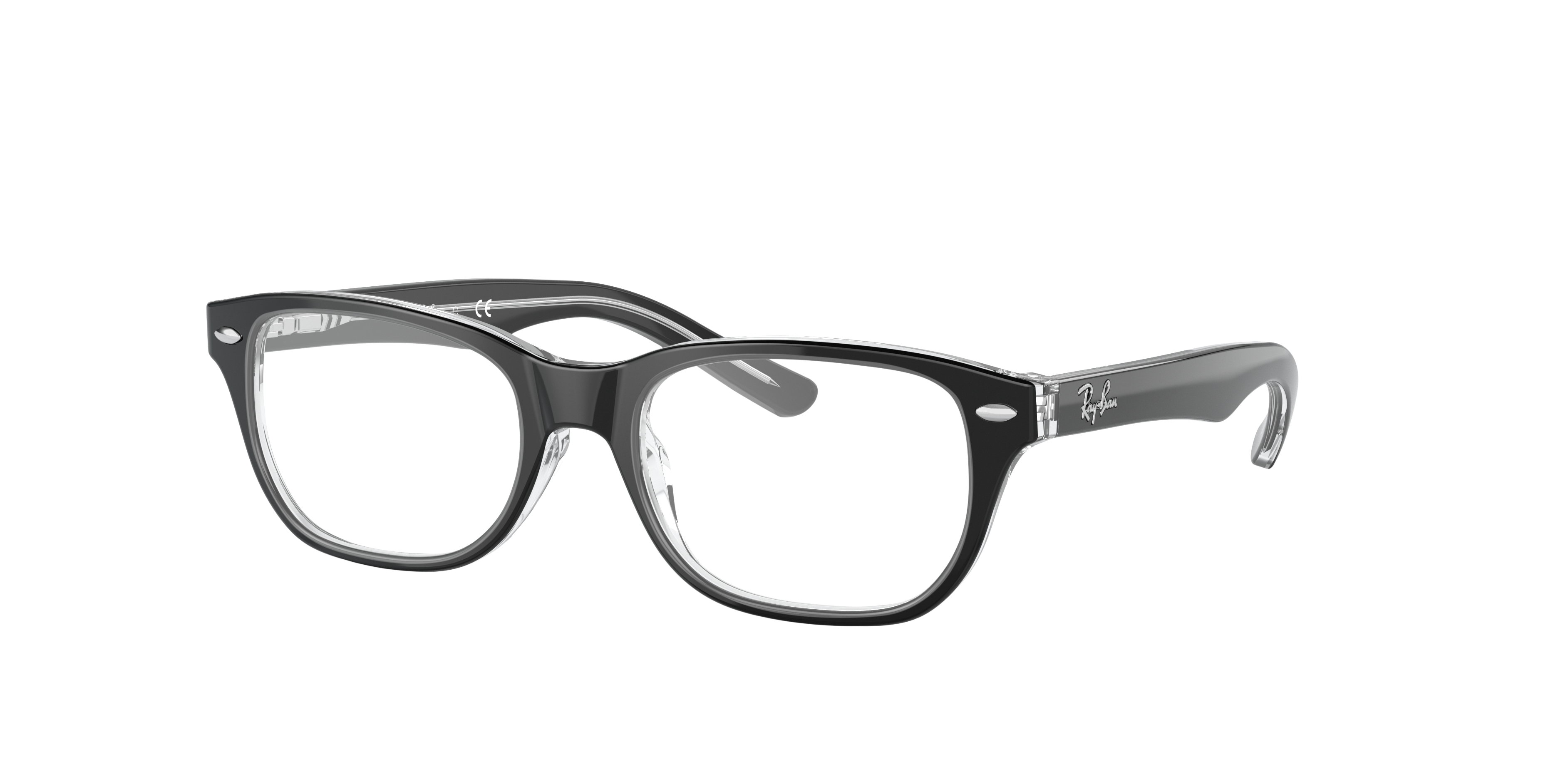 RB1555 Zwart op transparant AcetaatEyeglass Frames van B24, Hoekweergave