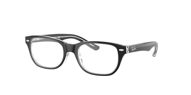 RB1555 Zwart op transparant AcetaatEyeglass Frames van B24, Hoekweergave