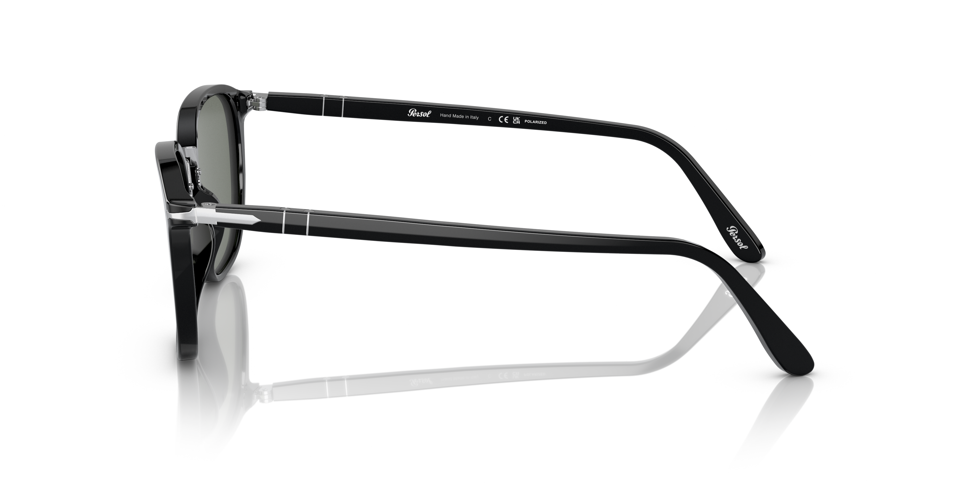 PO3186S Zwart AcetaatSunglass Frames van B24, Zijaanzicht