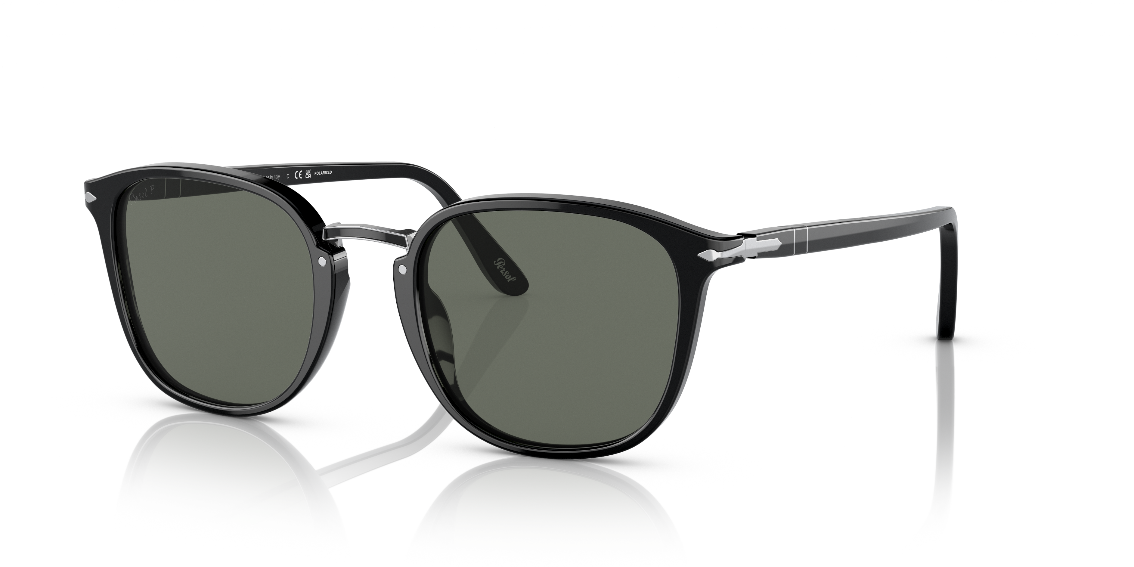 PO3186S Zwart AcetaatSunglass Frames van B24, Hoekweergave
