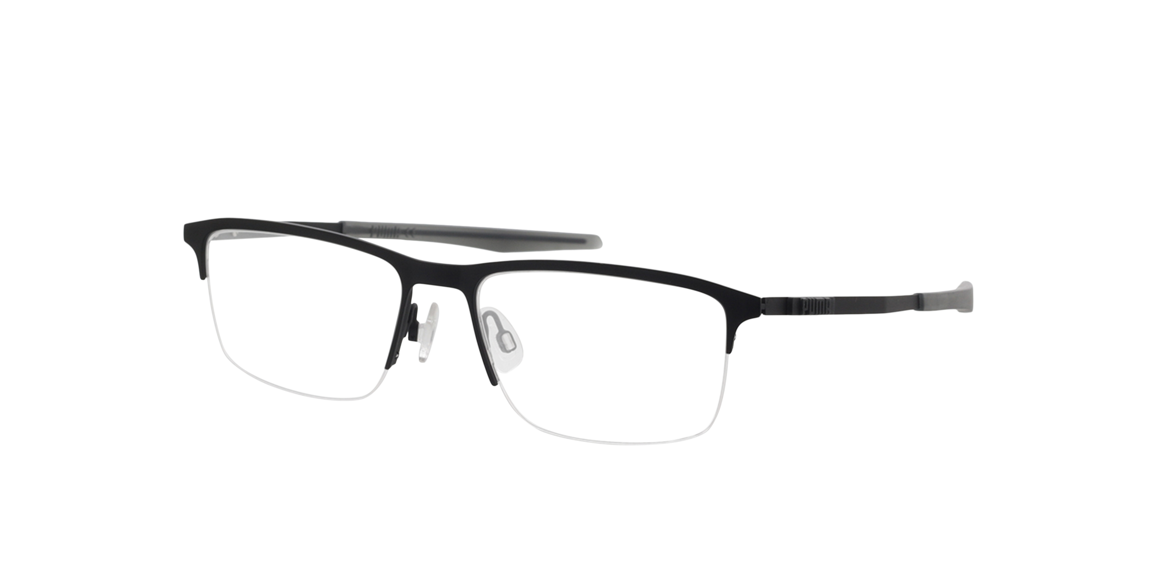 PU0302O Zwartmat MetaalEyeglass Frames van B24, Hoekweergave