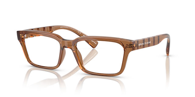 AX3116 Shiny Transparent Brown KunststoffEyeglass Frames von B24, Dreiviertelansicht