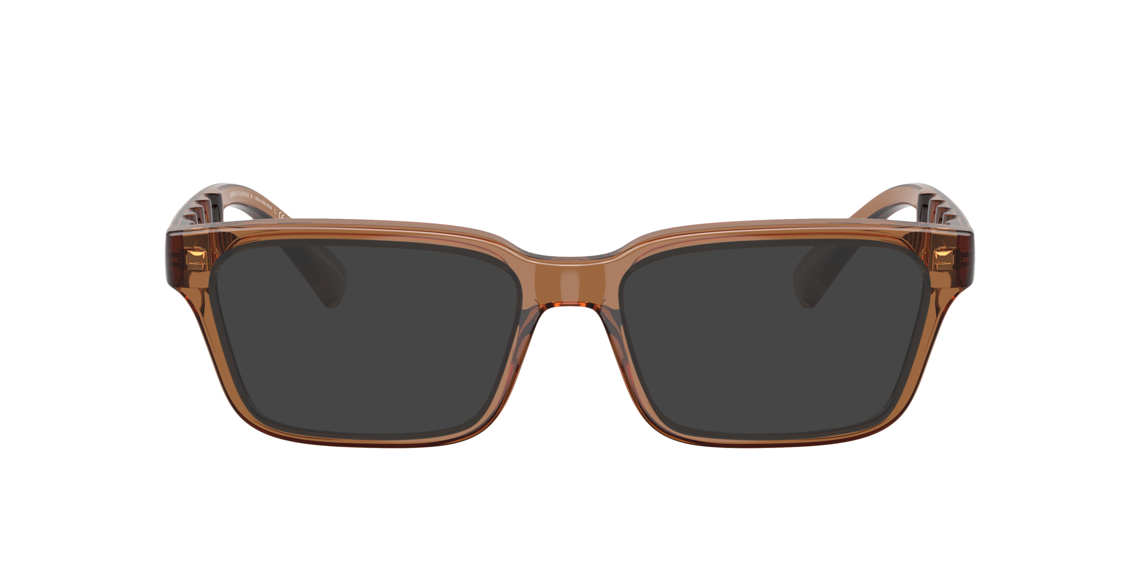 AX3116 Shiny Transparent Brown KunststofEyeglass Frames van B24, met getinte lenzen