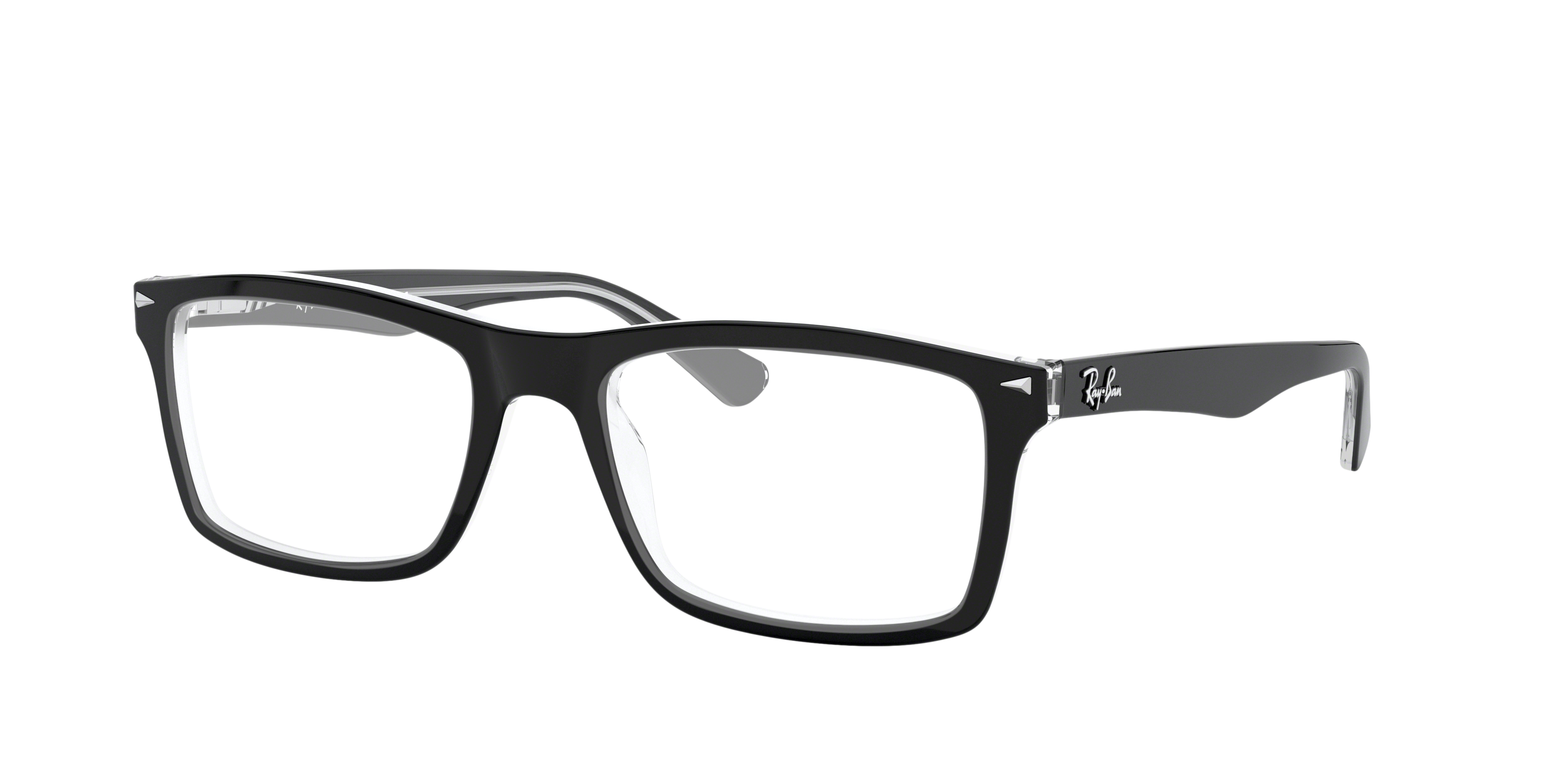 RB5287 Zwart op transparant AcetaatEyeglass Frames van B24, Hoekweergave