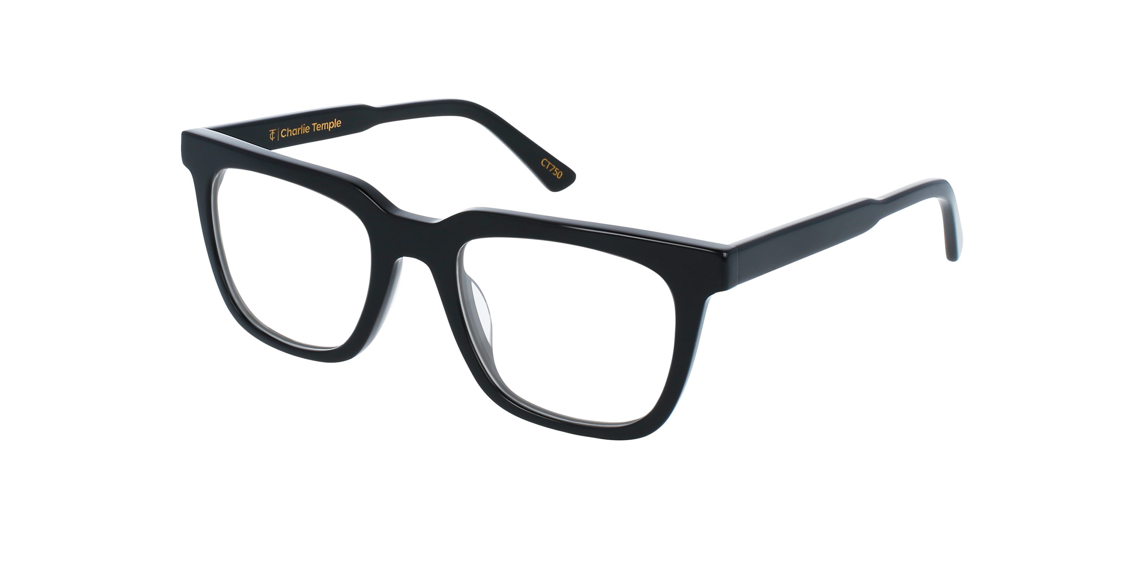 Vince Jet Black AcetaatEyeglass Frames van B24, Hoekweergave