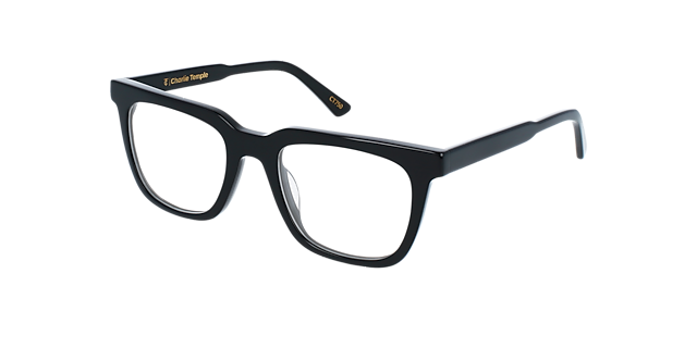 Vince Jet Black AcetaatEyeglass Frames van B24, Hoekweergave