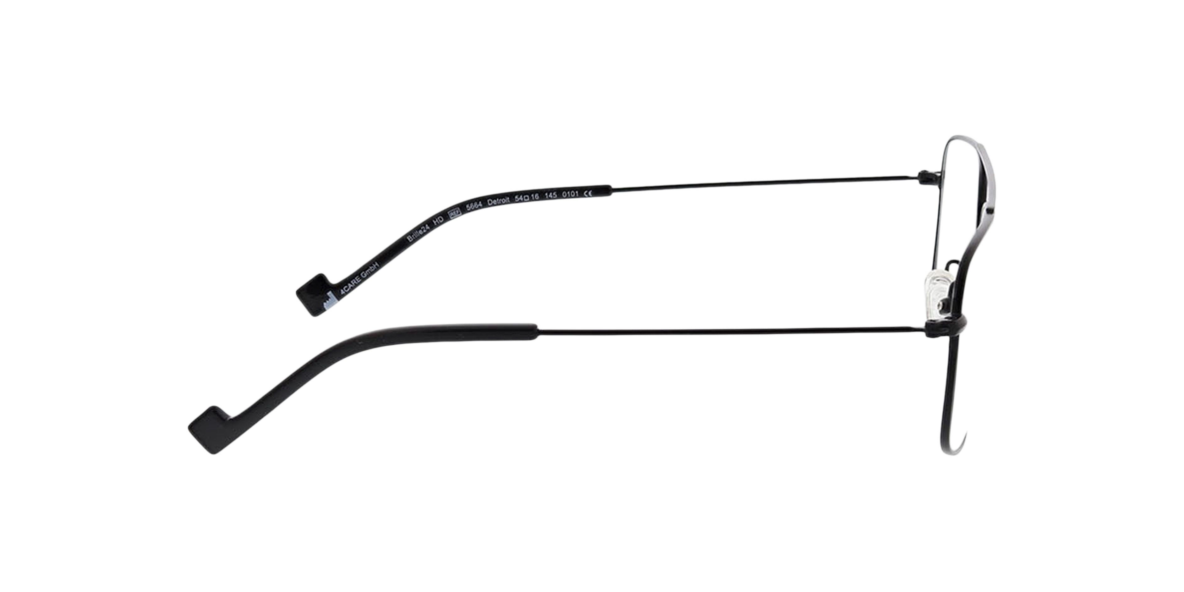 Detroit Mattschwarz MetallEyeglass Frames von B24, Seitenansicht