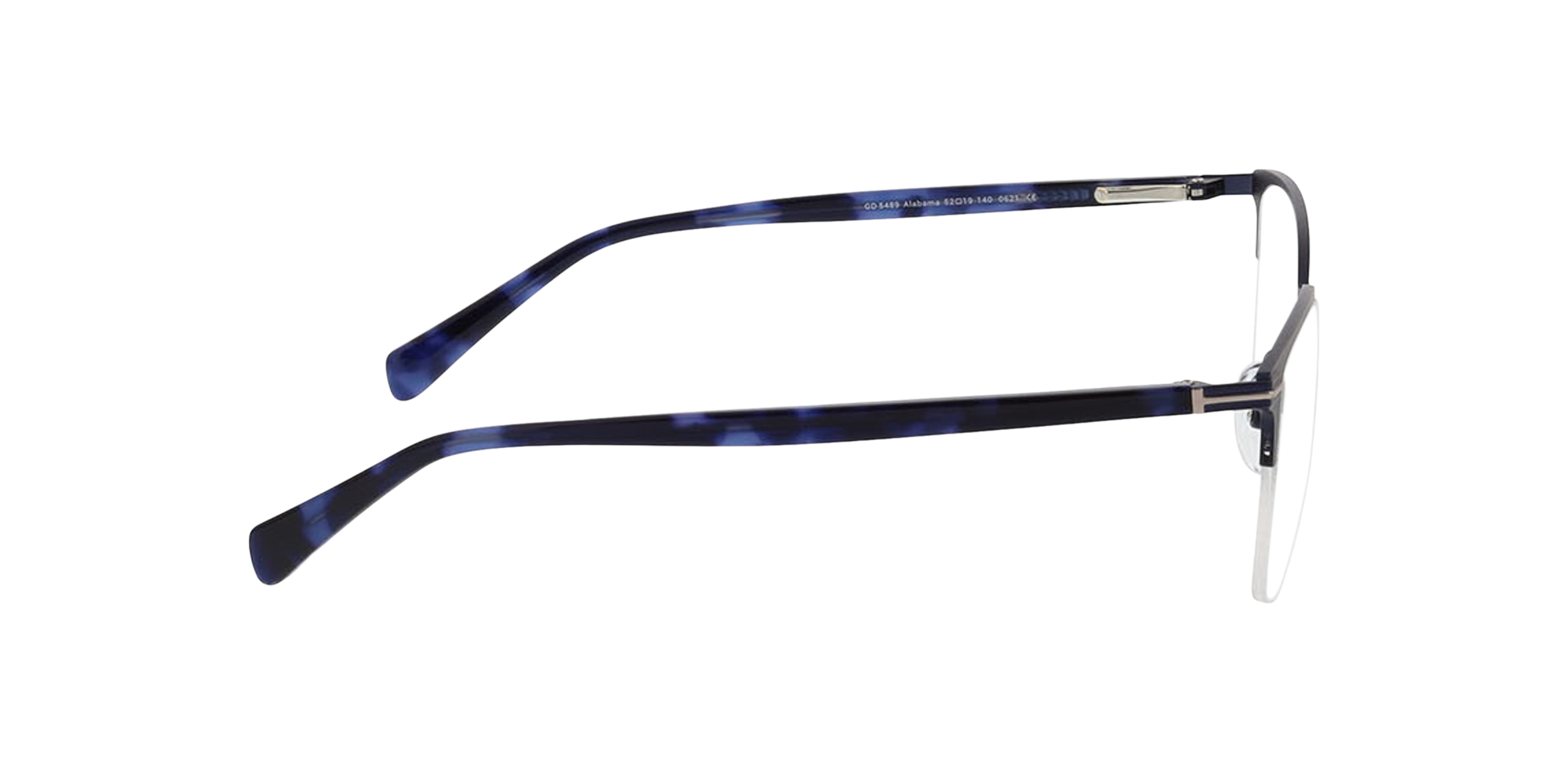 Alabama Matblauw  &  blauw Havana MetaalEyeglass Frames van B24, Zijaanzicht