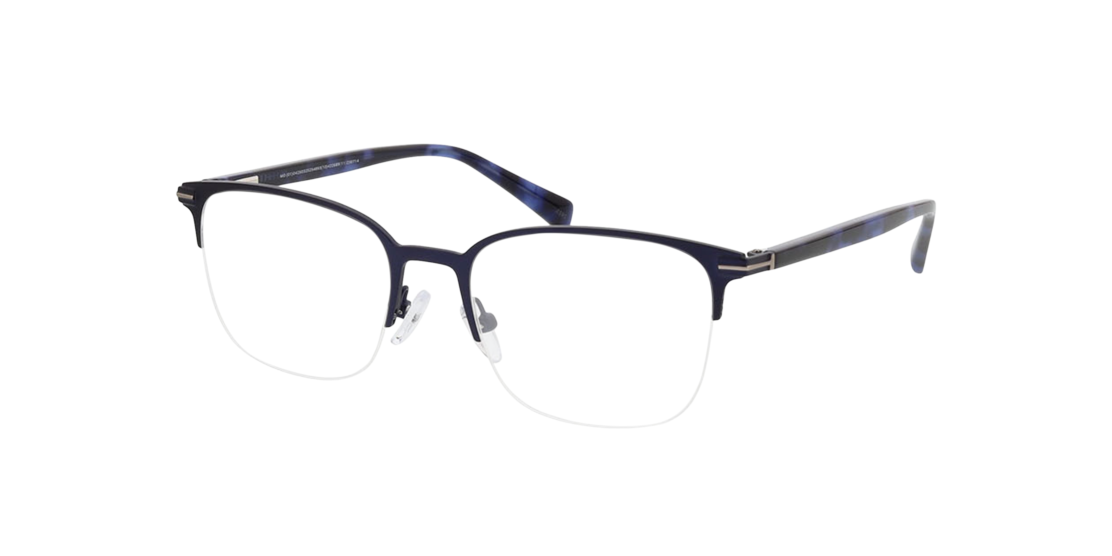 Alabama Matblauw  &  blauw Havana MetaalEyeglass Frames van B24, Hoekweergave