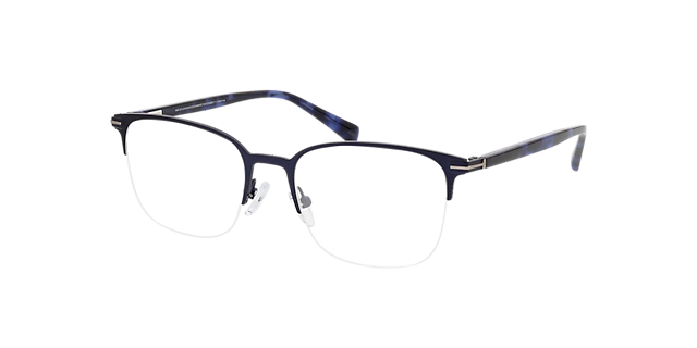 Alabama Matblauw & blauw Havana MetaalEyeglass Frames van B24, Hoekweergave