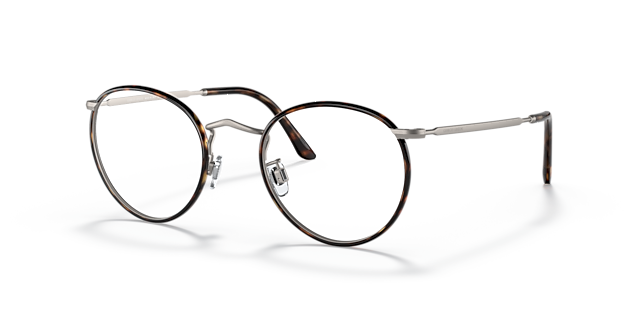 AR 112MJ Bruine Havana & mat staalgrijs MetaalEyeglass Frames van B24, Hoekweergave