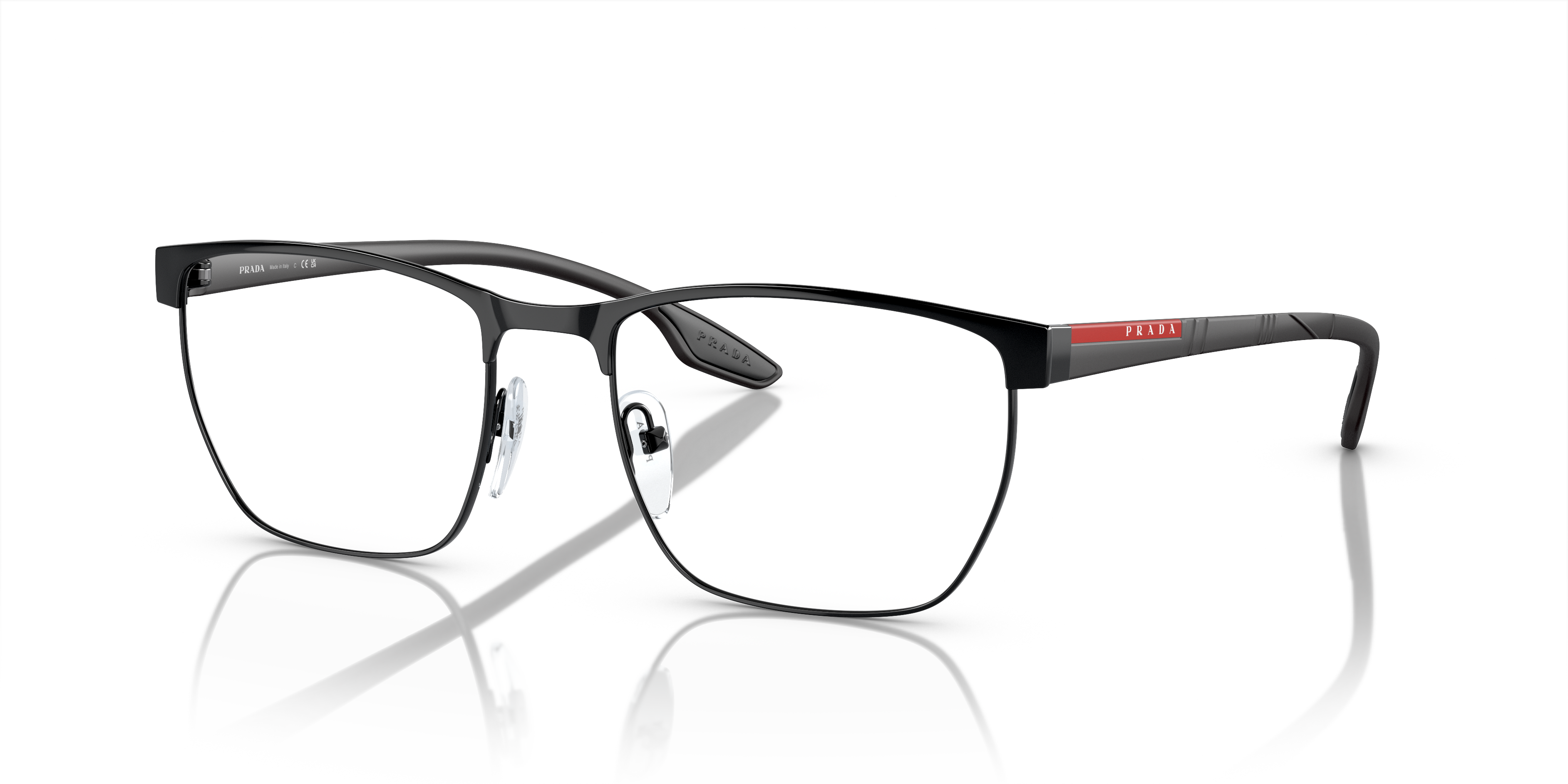 PS 50LV Schwarz MetallEyeglass Frames von B24, Dreiviertelansicht