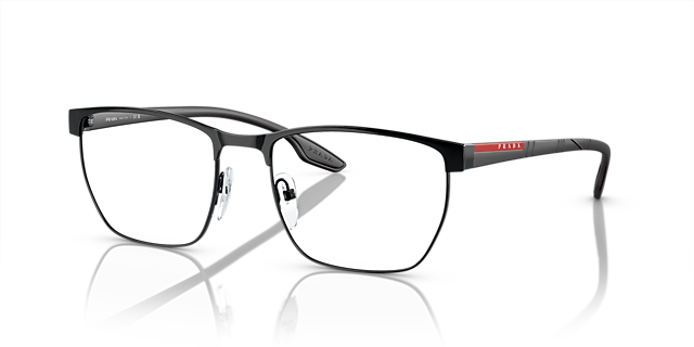 PS 50LV Schwarz MetallEyeglass Frames von B24, Dreiviertelansicht