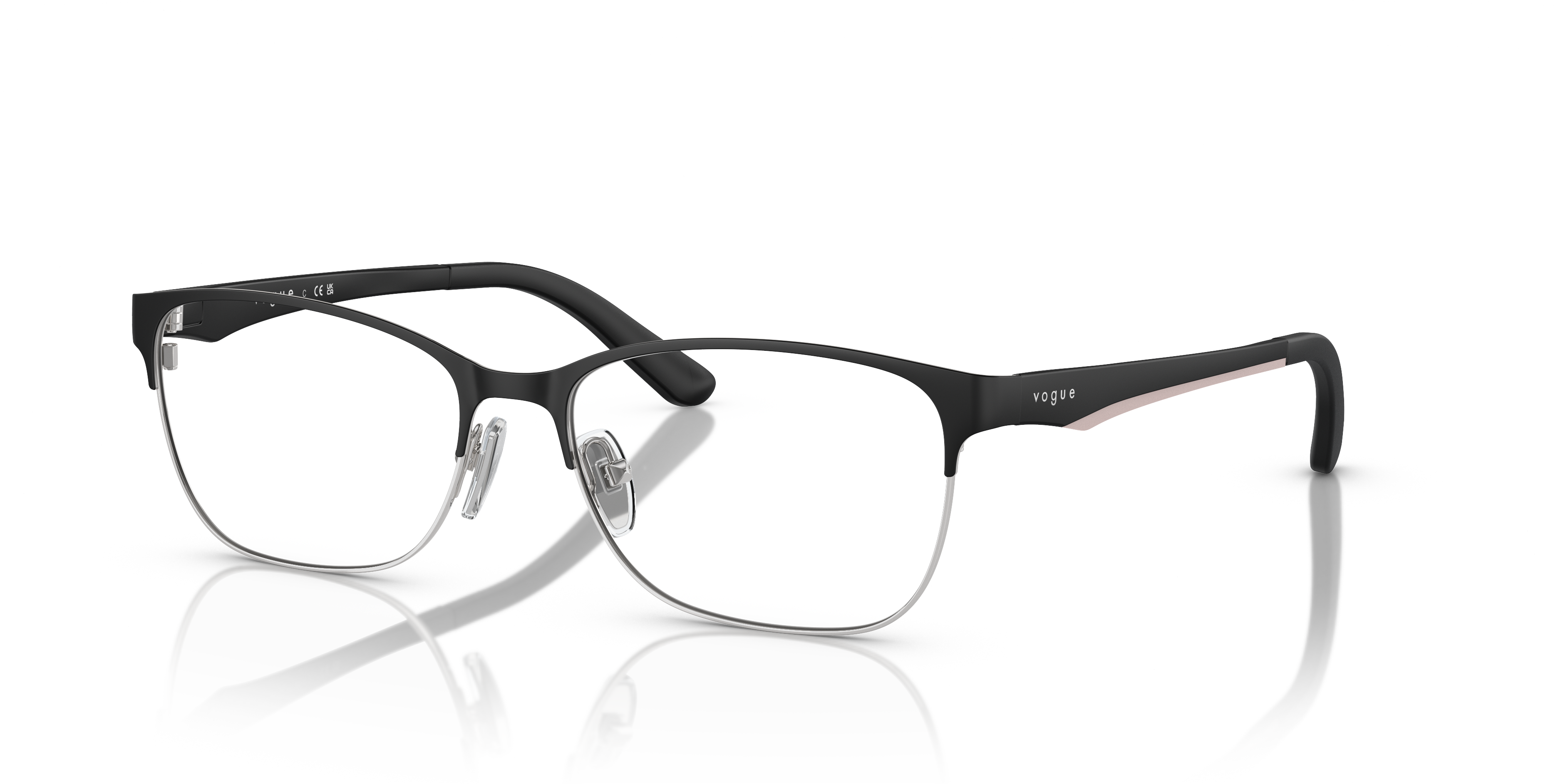 VO3940 Matt Schwarz MetallEyeglass Frames von B24, Dreiviertelansicht