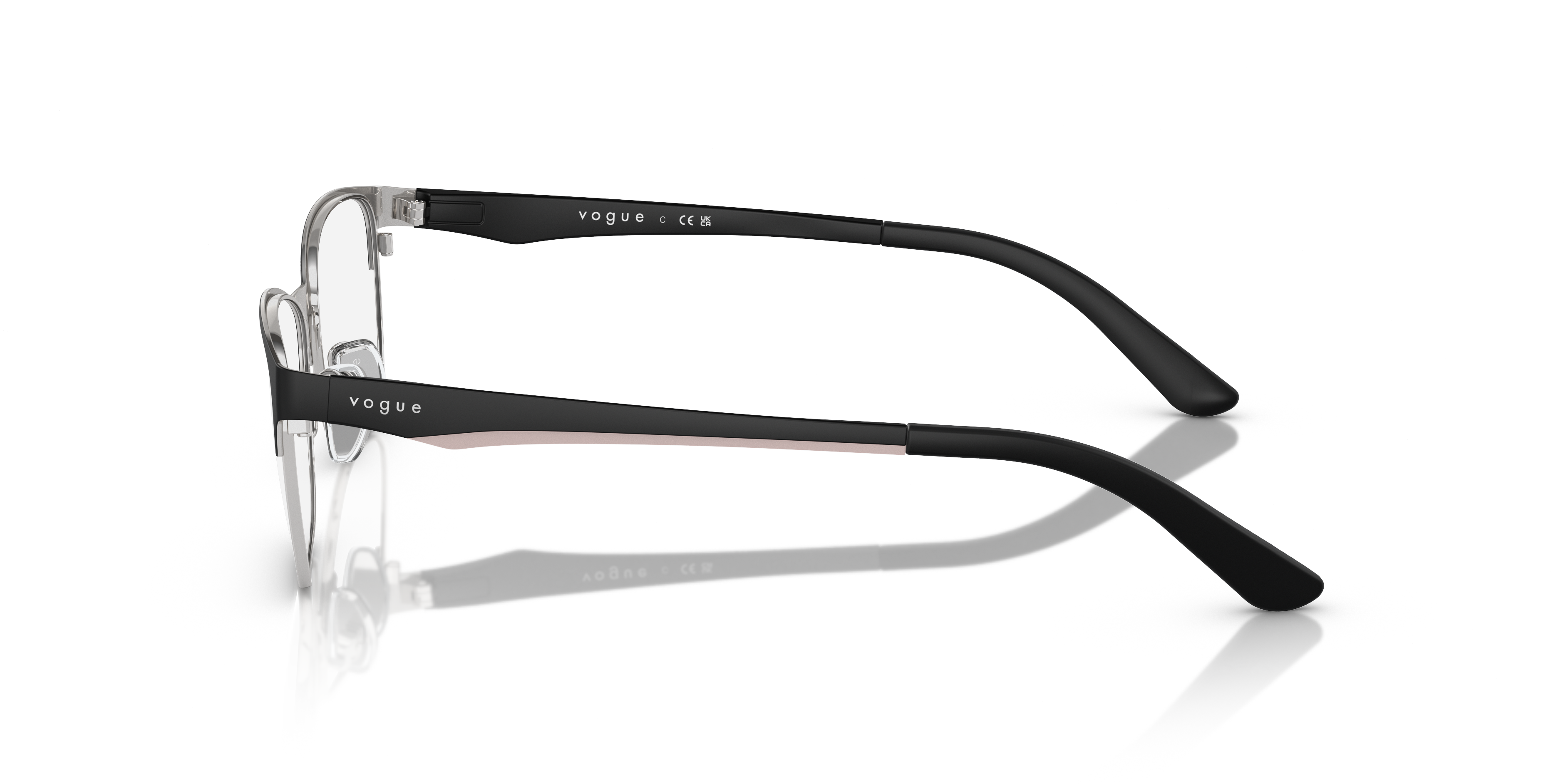 VO3940 Matt Schwarz MetallEyeglass Frames von B24, Seitenansicht