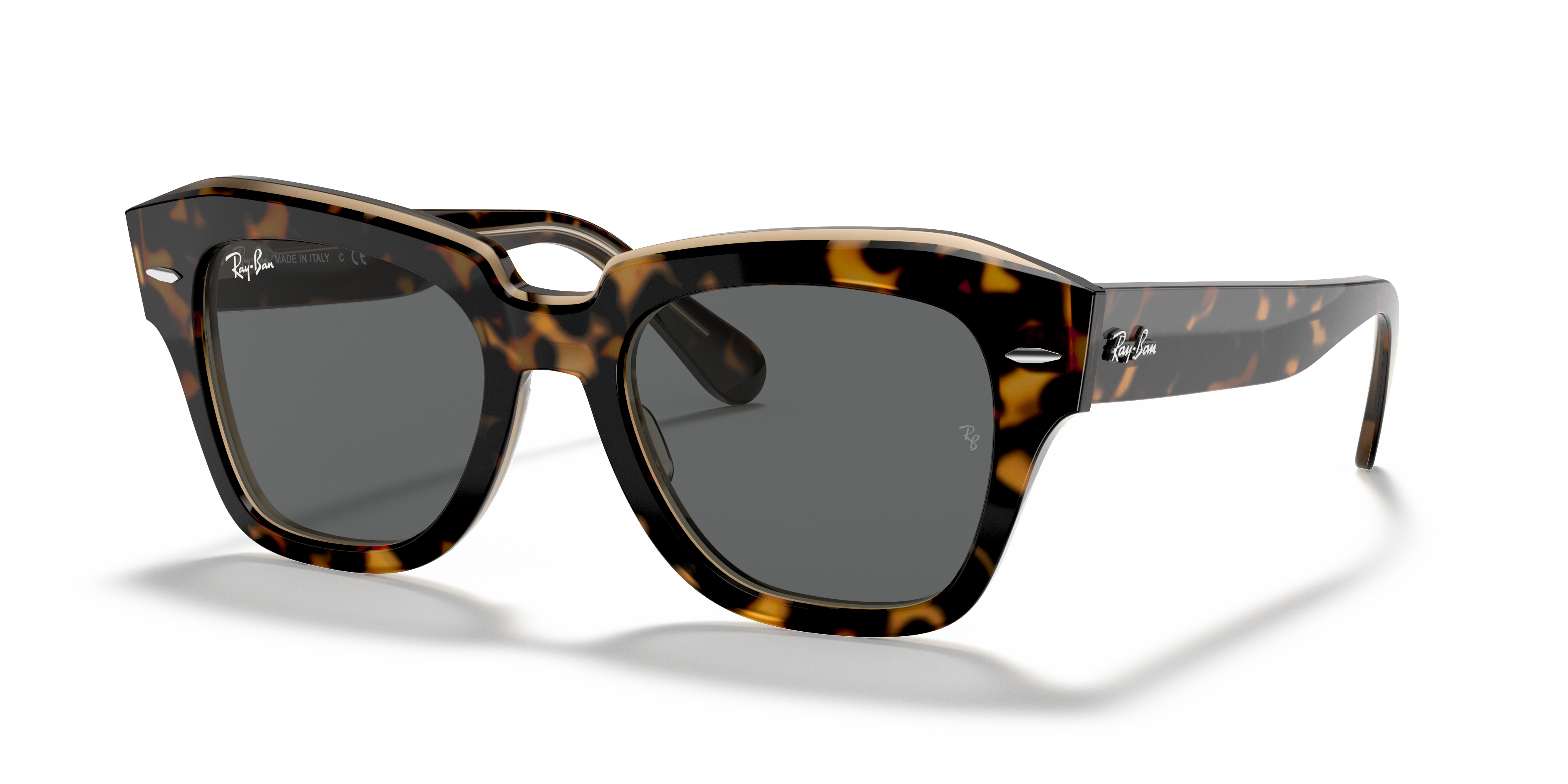 RB2186 Havana op transparant bruin AcetaatSunglass Frames van B24, Hoekweergave