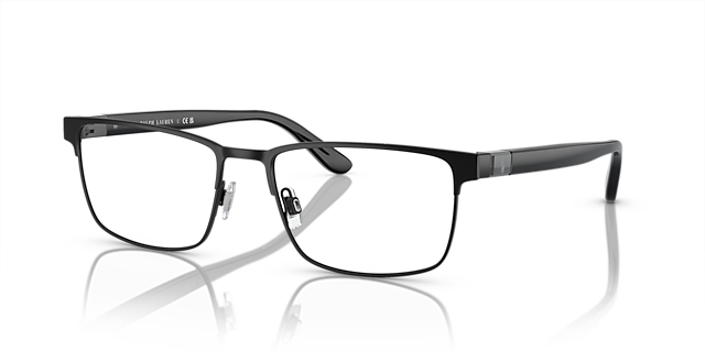 PH1222 Schwarz halbglänzend MetallEyeglass Frames von B24, Dreiviertelansicht