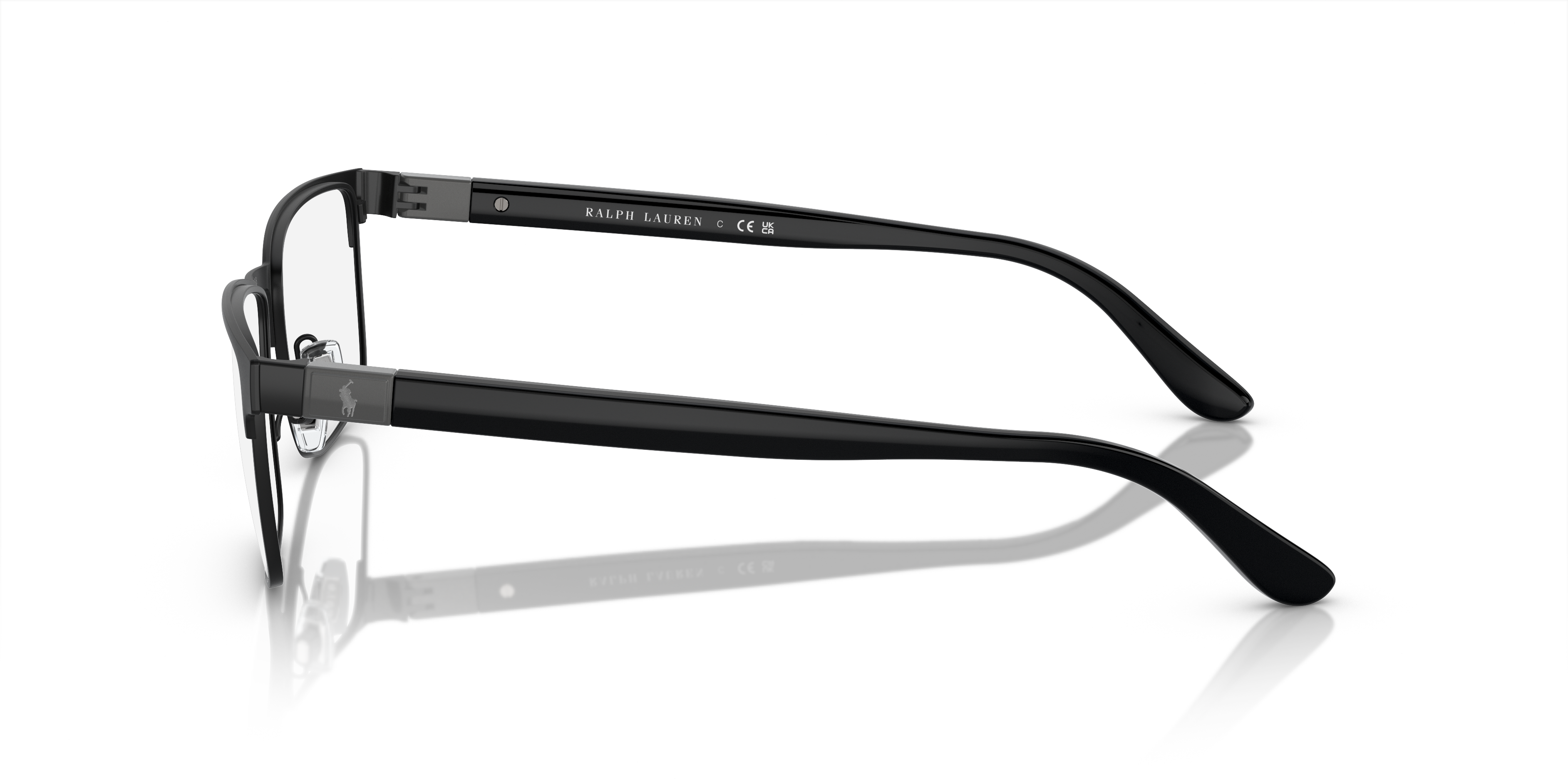 PH1222 Schwarz halbglänzend MetallEyeglass Frames von B24, Seitenansicht