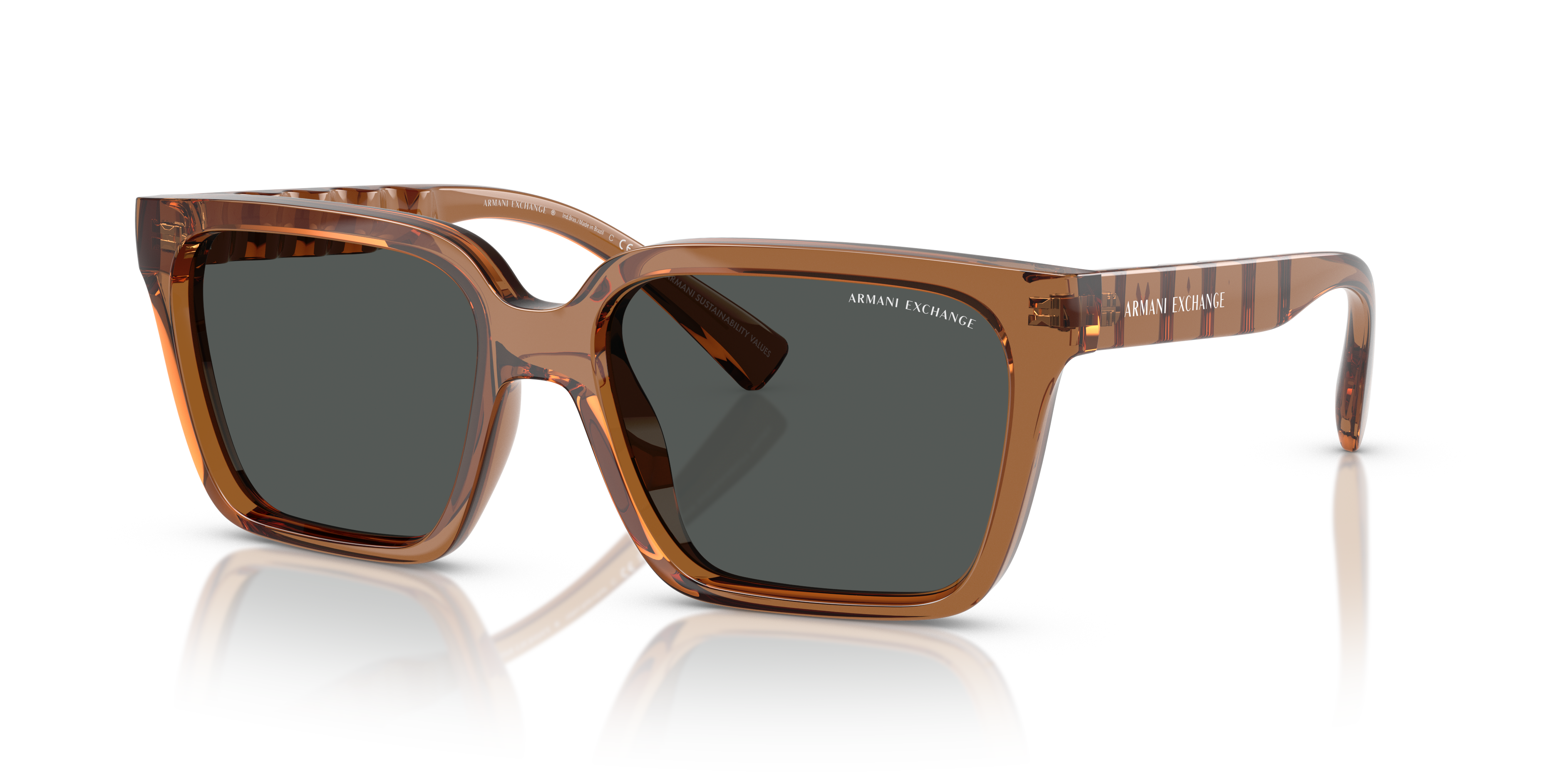 AX4147S Shiny Transparent Brown KunststofSunglass Frames van B24, Hoekweergave