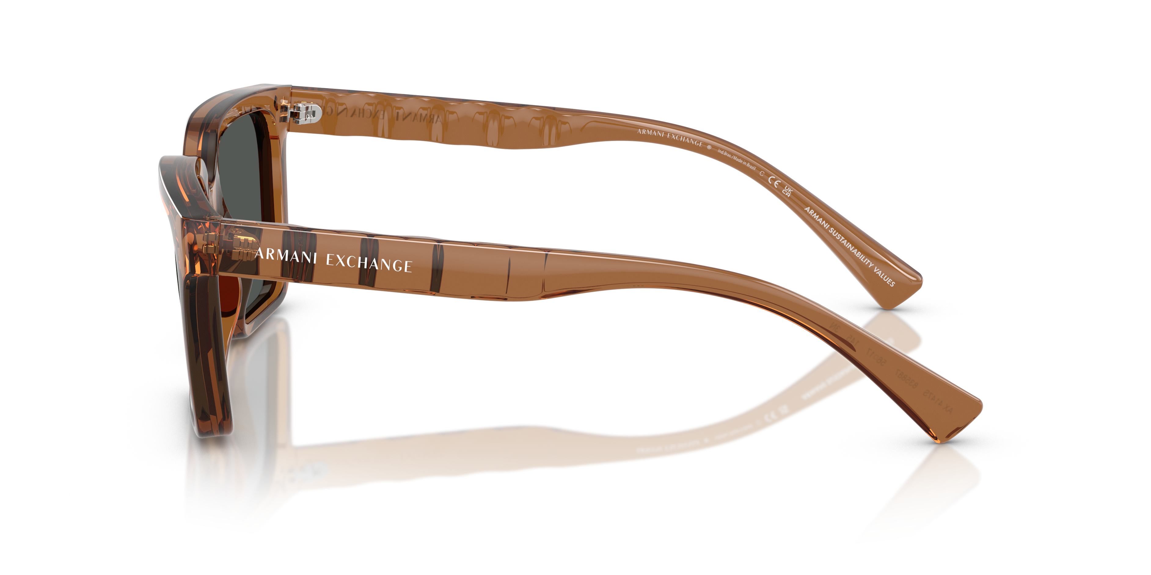 AX4147S Shiny Transparent Brown KunststofSunglass Frames van B24, Zijaanzicht