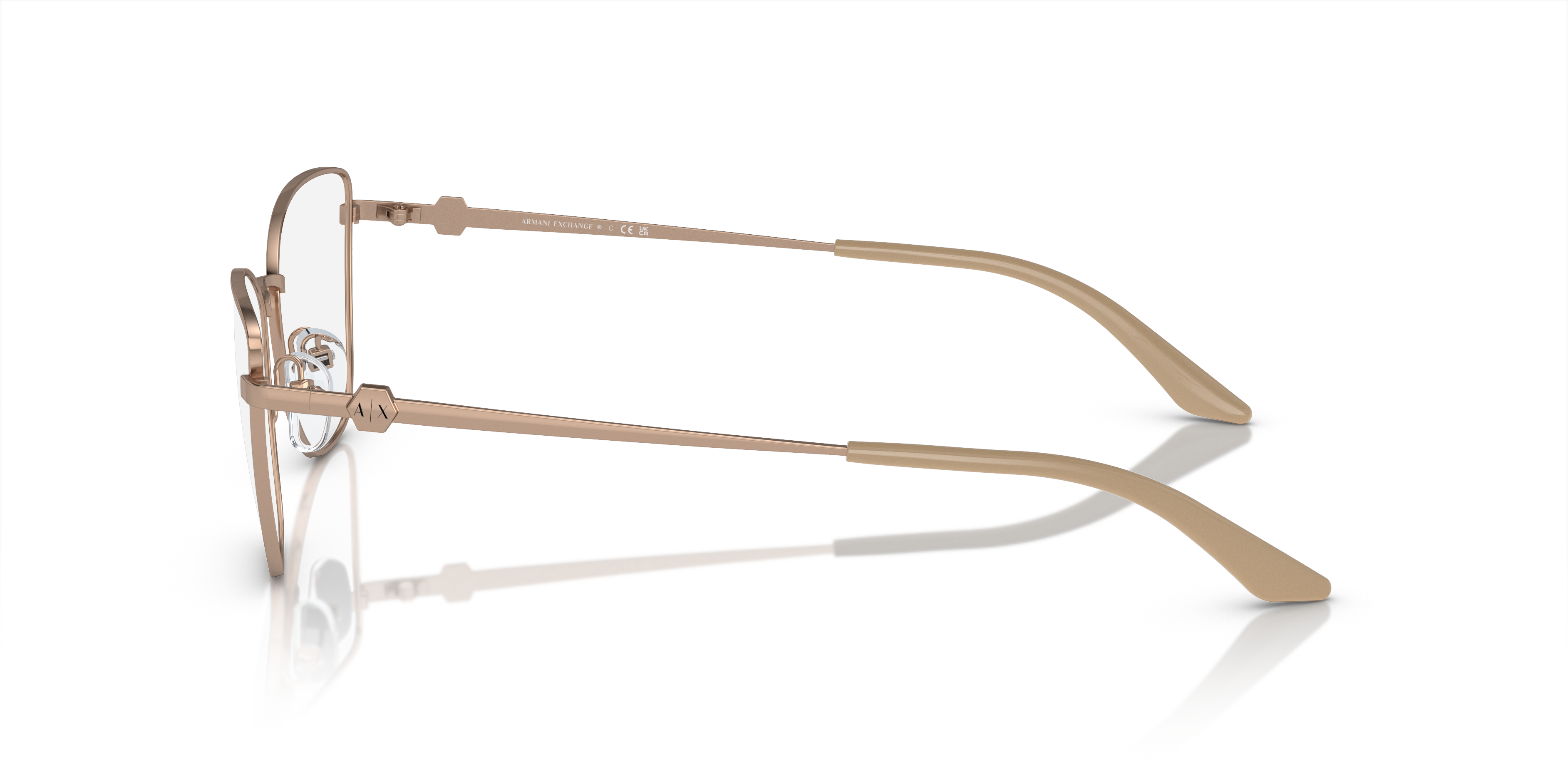 AX1063 Glanzend Roségoud MetaalEyeglass Frames van B24, Zijaanzicht