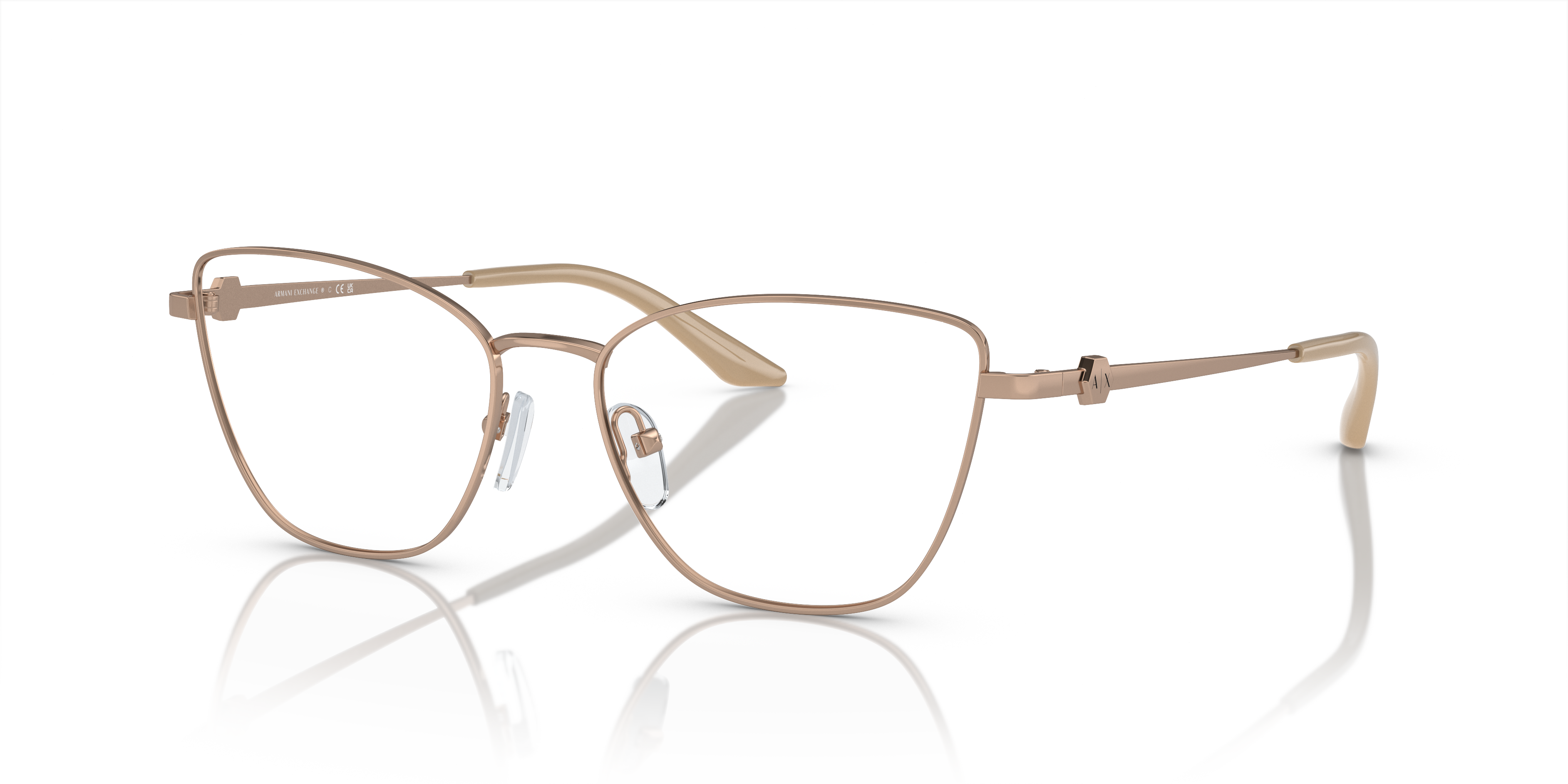 AX1063 Glanzend Roségoud MetaalEyeglass Frames van B24, Hoekweergave