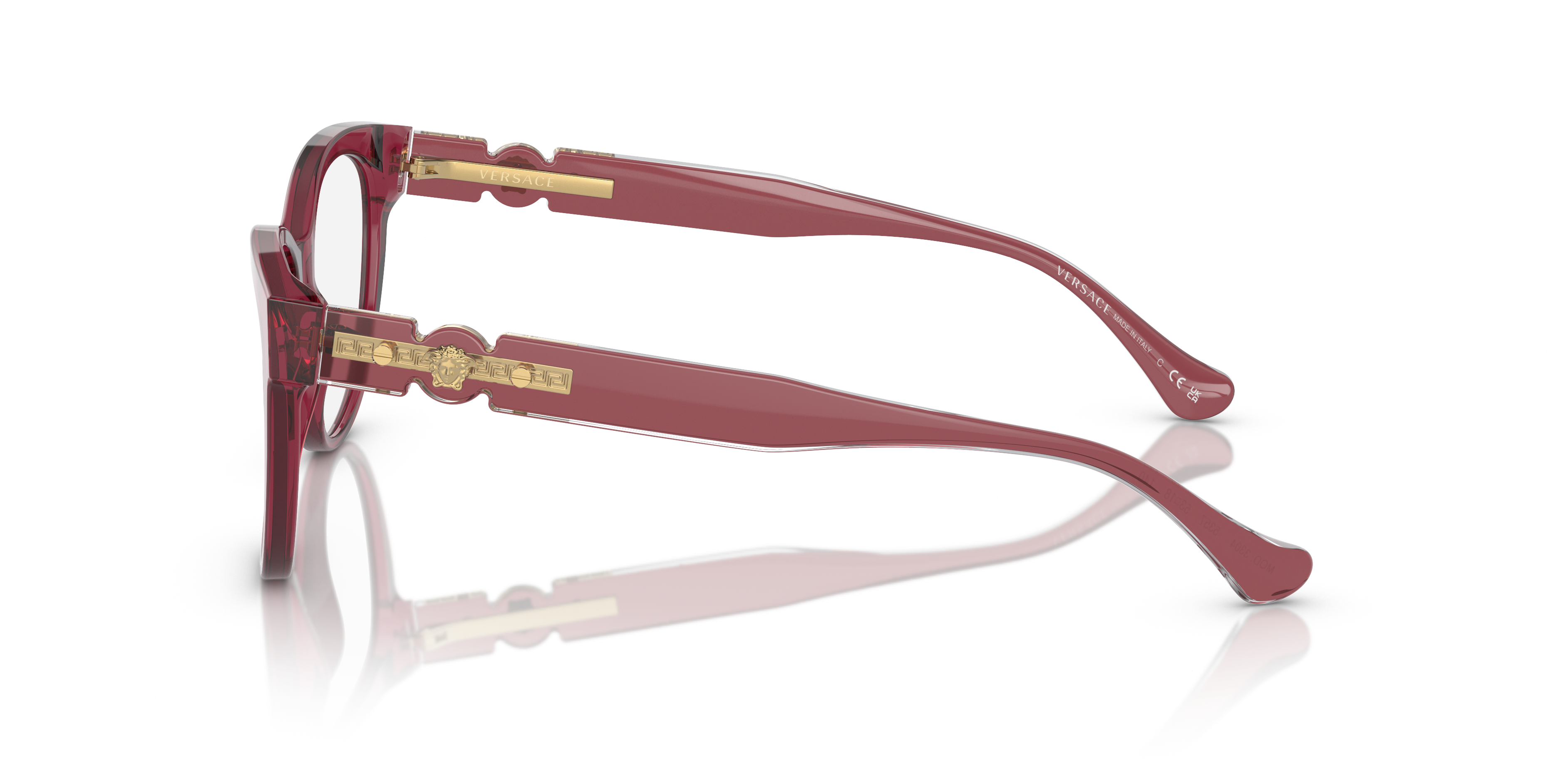 VE3304 Transparant Rood AcetaatEyeglass Frames van B24, Zijaanzicht