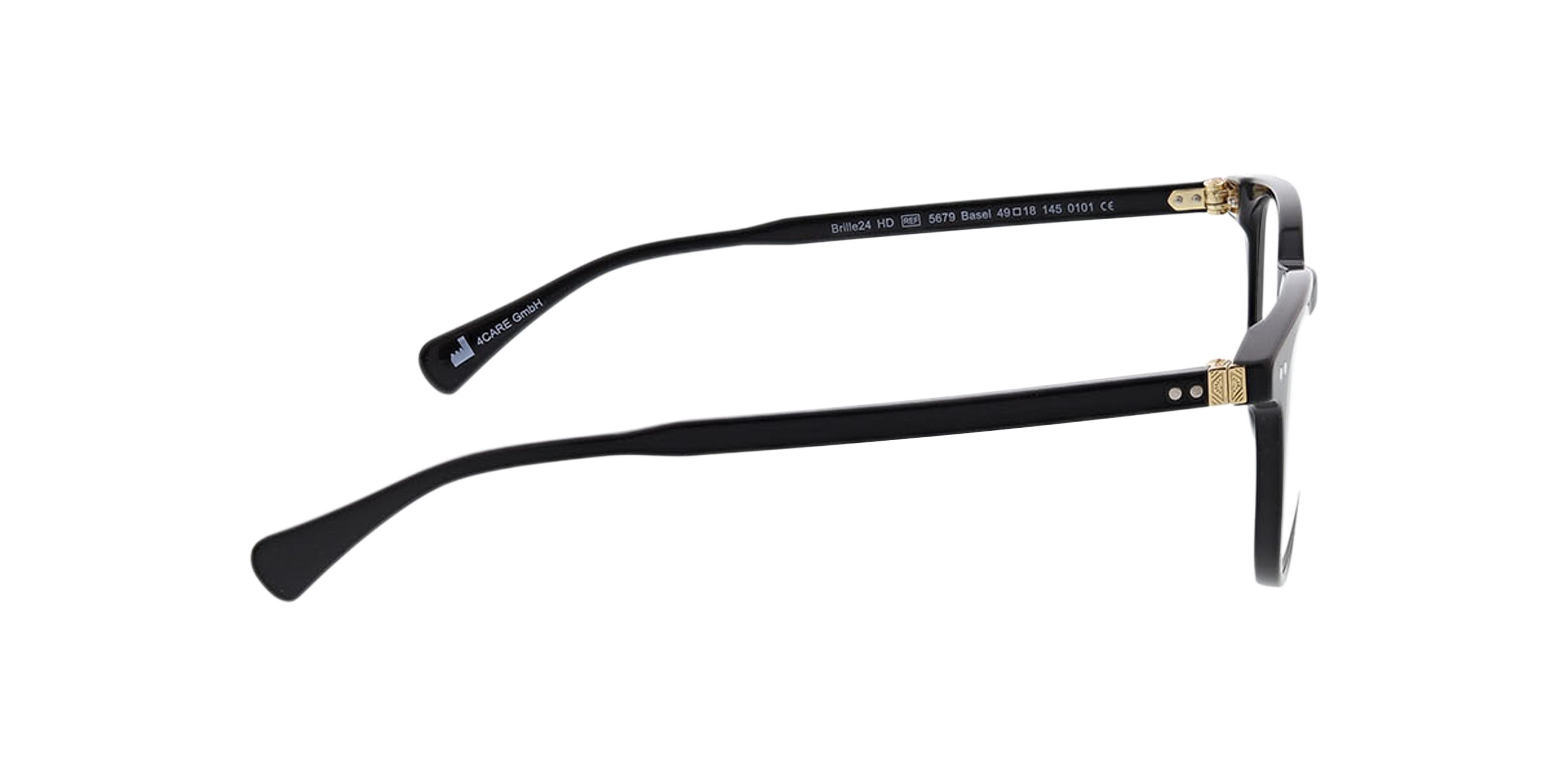 Basel Schwarz AcetatEyeglass Frames von B24, Seitenansicht