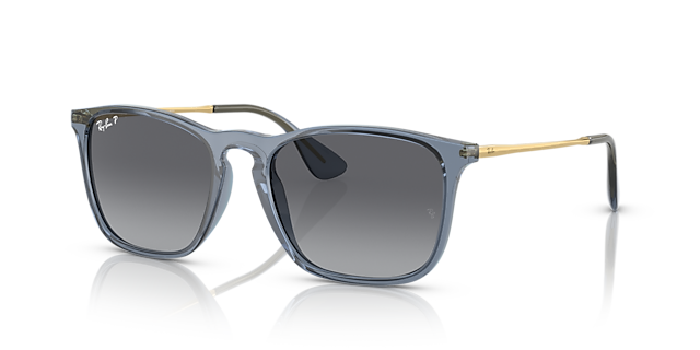 RB4187 Blau transparent KunststoffSunglass Frames von B24, Dreiviertelansicht