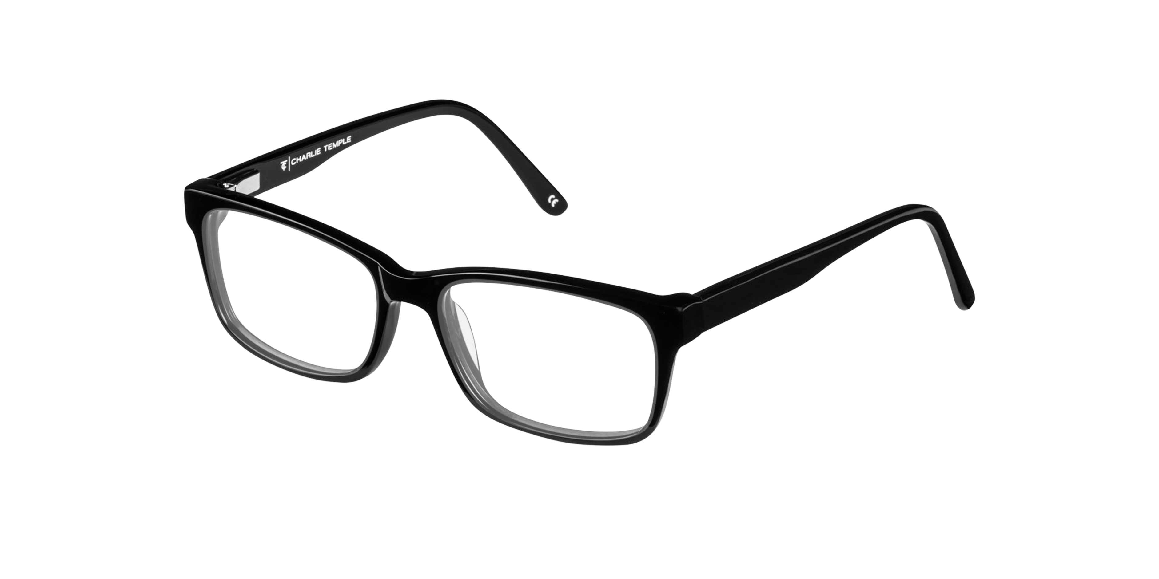 Gillian Jet Black AcetaatEyeglass Frames van B24, Hoekweergave