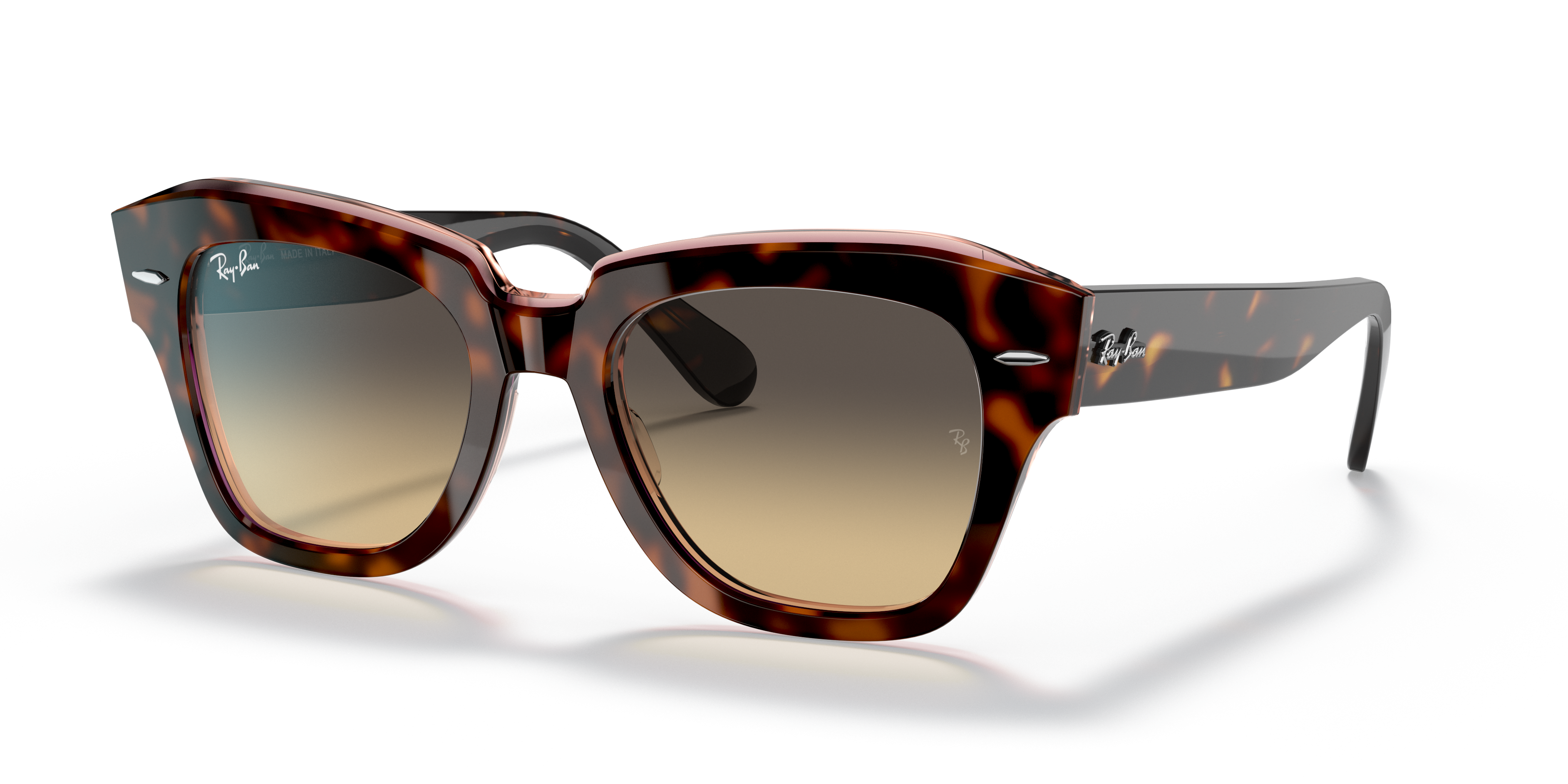 RB2186 Havana auf Rosa transparent AcetatSunglass Frames von B24, Dreiviertelansicht